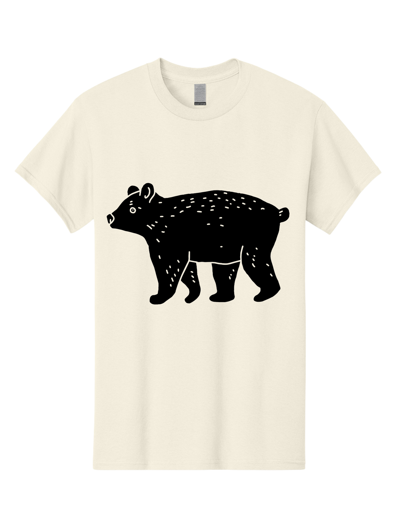 Bear Men'S Graphic Tee, 100% Cotton, Comfortable Casual Summer Wear, Machine Washable, Black Bear, Wildlife Animal, Forest Creature, Wild Beast, Mammal, Illustration, Simple Design, Minimalist Art -  Aaa581