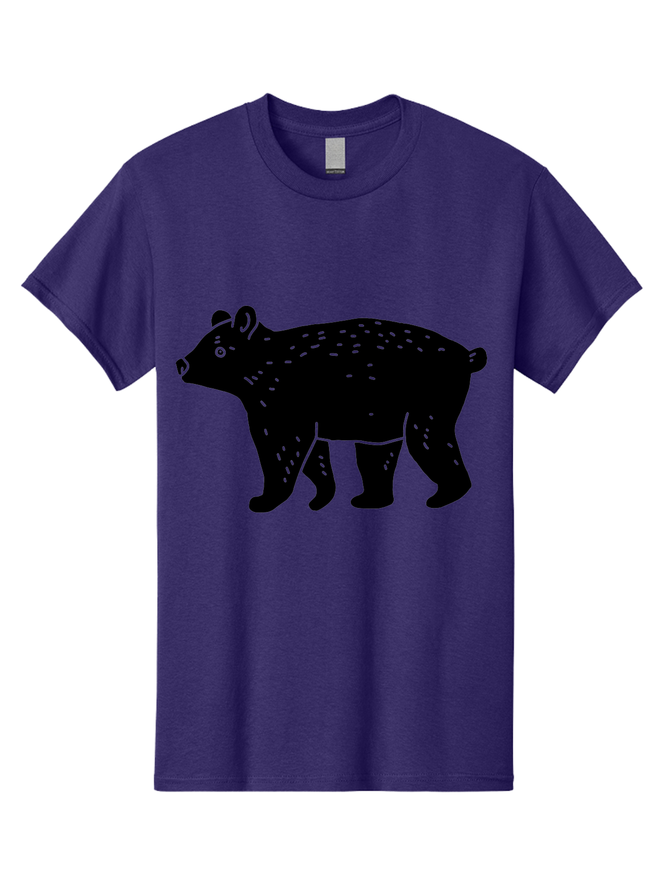 Bear Men'S Graphic Tee, 100% Cotton, Comfortable Casual Summer Wear, Machine Washable, Black Bear, Wildlife Animal, Forest Creature, Wild Beast, Mammal, Illustration, Simple Design, Minimalist Art -  Aaa581
