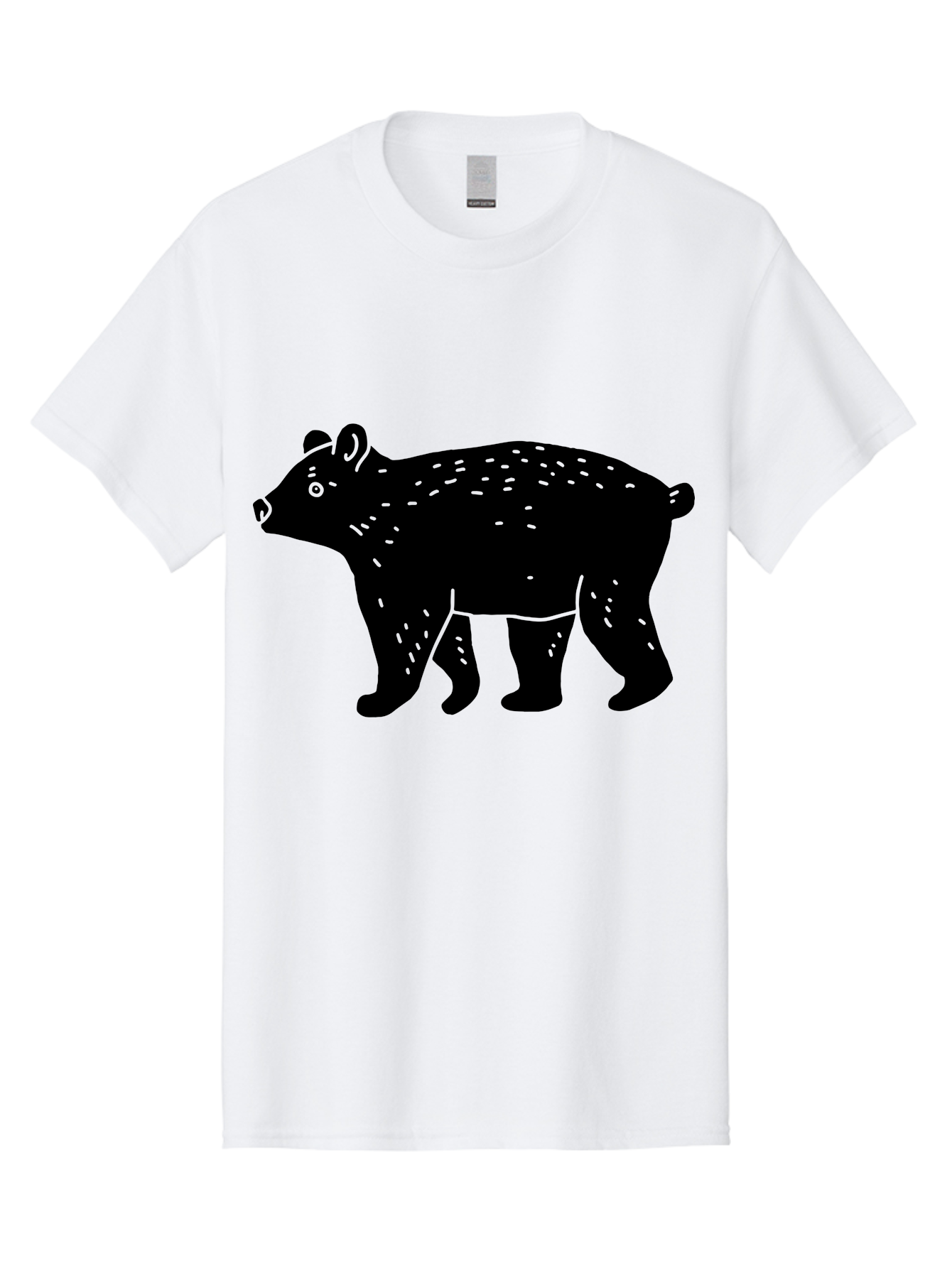 Bear Men'S Graphic Tee, 100% Cotton, Comfortable Casual Summer Wear, Machine Washable, Black Bear, Wildlife Animal, Forest Creature, Wild Beast, Mammal, Illustration, Simple Design, Minimalist Art -  Aaa581