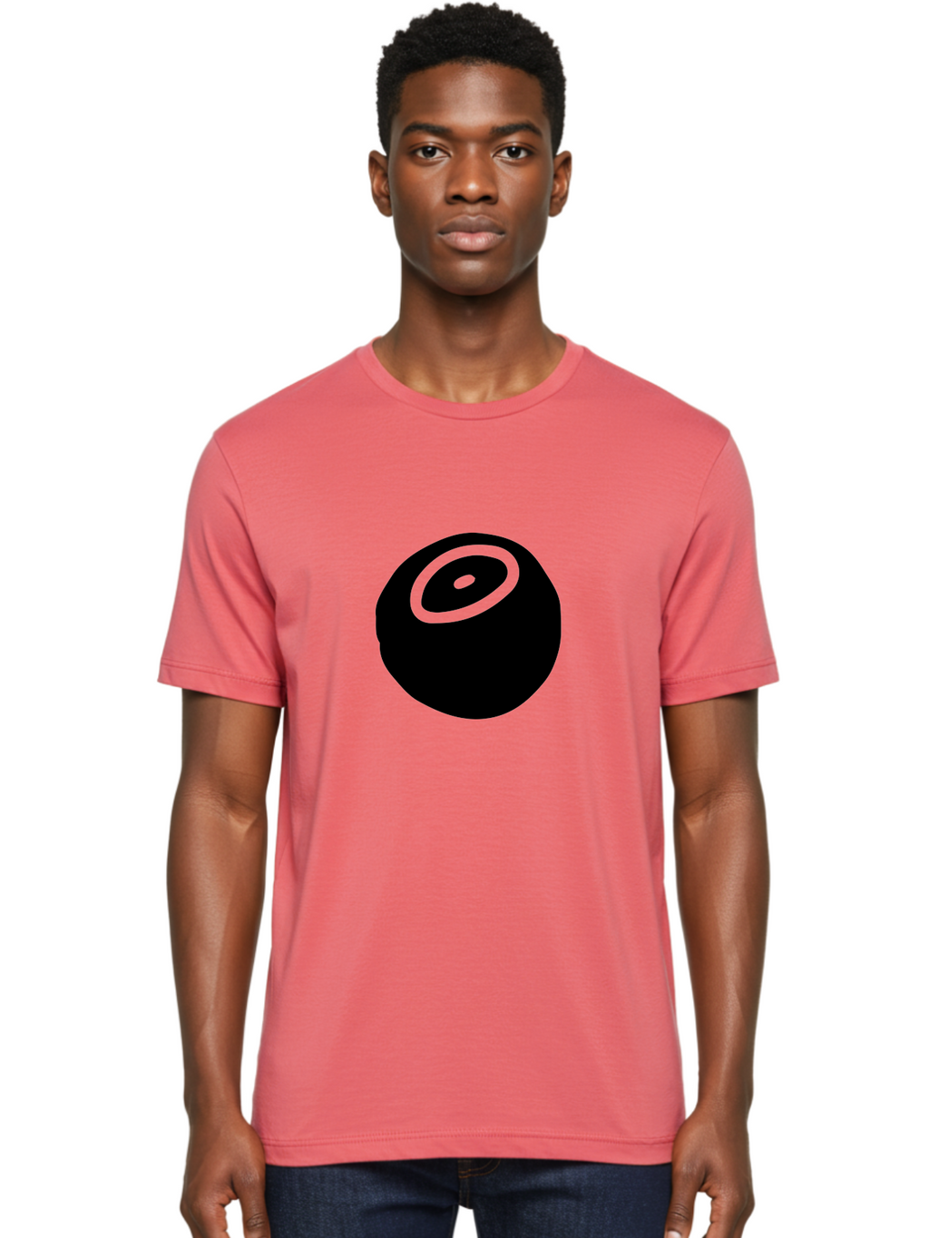 Black-Circle Men'S Graphic Tee, 100% Cotton, Comfortable Casual Summer Wear, Machine Washable, Stylized Black Circle, Neon Green Accents, Abstract Design, Simple Shapes, Modern Art, Contemporary Graphics, Minimalist Style -  Aaa582