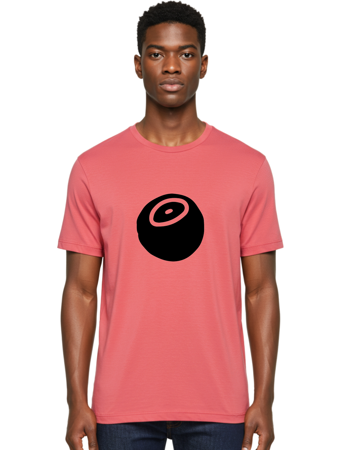 Black-Circle Men'S Graphic Tee, 100% Cotton, Comfortable Casual Summer Wear, Machine Washable, Stylized Black Circle, Neon Green Accents, Abstract Design, Simple Shapes, Modern Art, Contemporary Graphics, Minimalist Style -  Aaa582