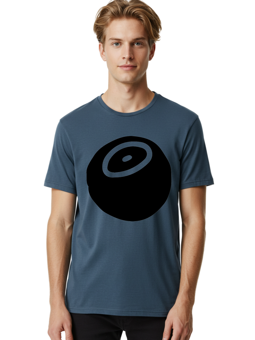 Black-Circle Men'S Graphic Tee, 100% Cotton, Comfortable Casual Summer Wear, Machine Washable, Stylized Black Circle, Neon Green Accents, Abstract Design, Simple Shapes, Modern Art, Contemporary Graphics, Minimalist Style -  Aaa582