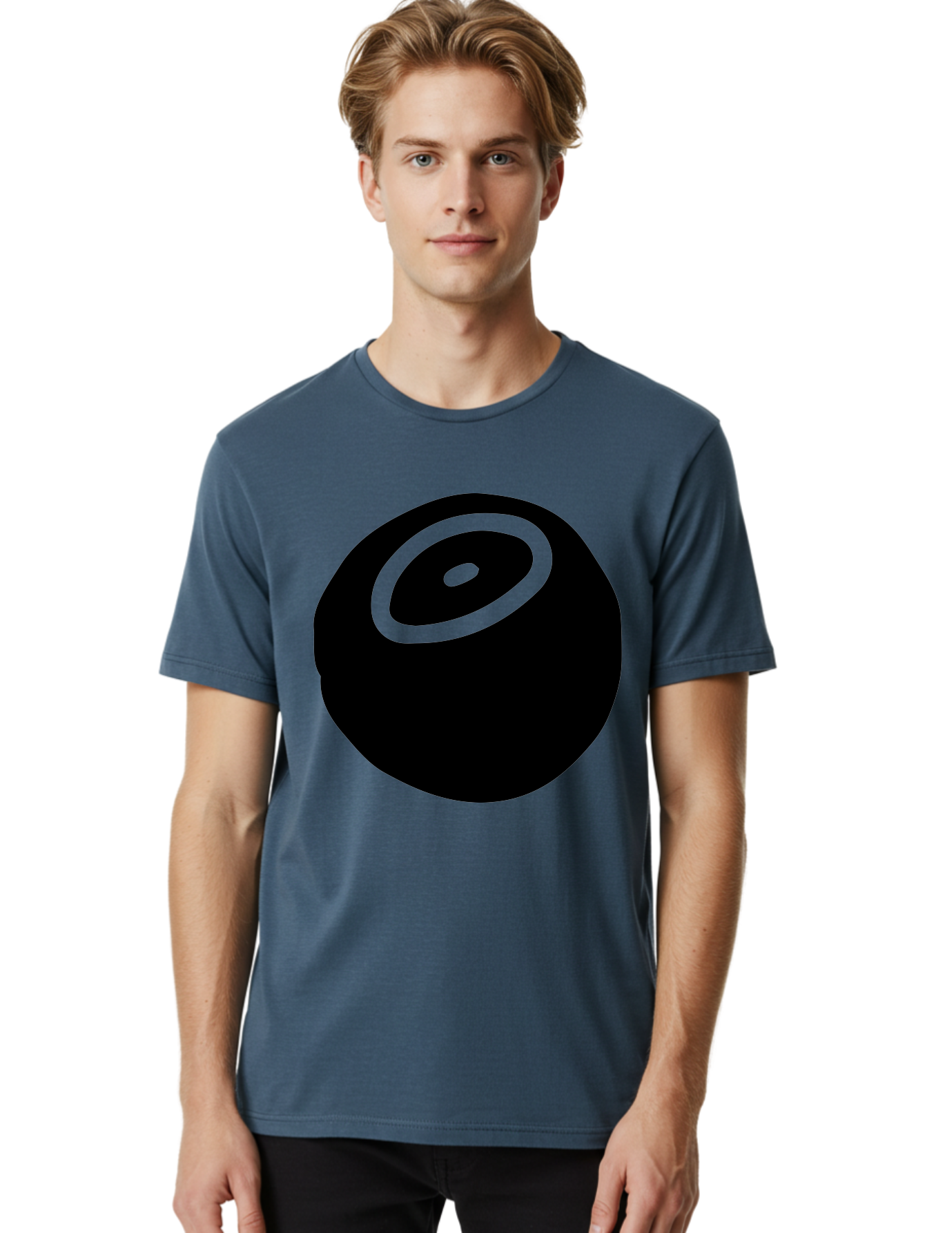 Black-Circle Men'S Graphic Tee, 100% Cotton, Comfortable Casual Summer Wear, Machine Washable, Stylized Black Circle, Neon Green Accents, Abstract Design, Simple Shapes, Modern Art, Contemporary Graphics, Minimalist Style -  Aaa582