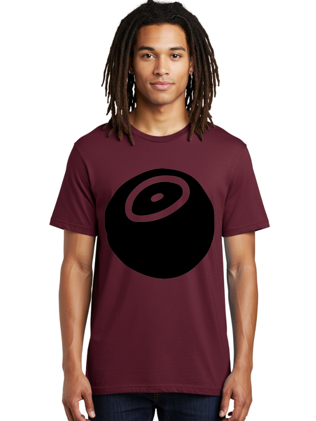 Black-Circle Men'S Graphic Tee, 100% Cotton, Comfortable Casual Summer Wear, Machine Washable, Stylized Black Circle, Neon Green Accents, Abstract Design, Simple Shapes, Modern Art, Contemporary Graphics, Minimalist Style -  Aaa582