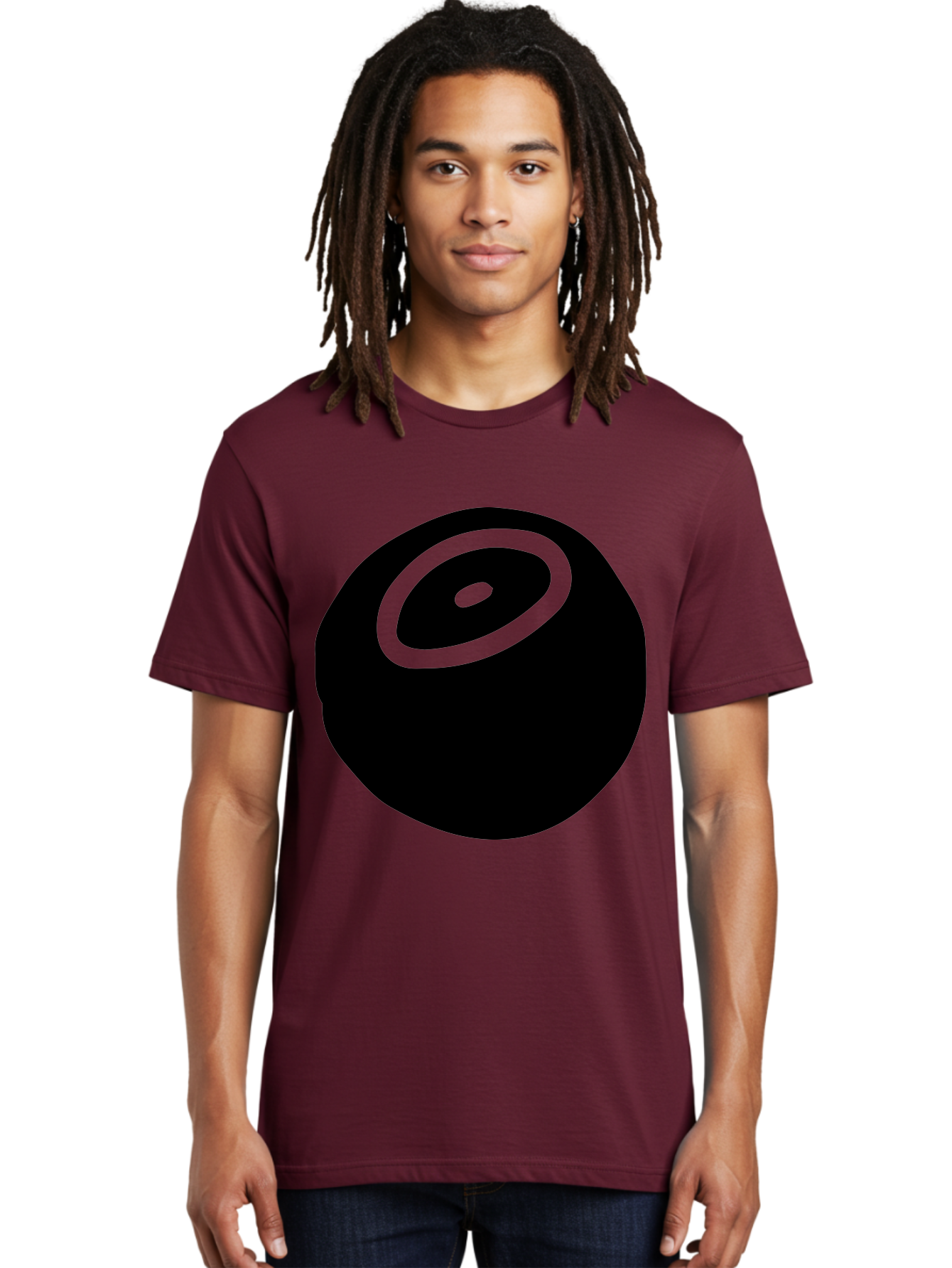 Black-Circle Men'S Graphic Tee, 100% Cotton, Comfortable Casual Summer Wear, Machine Washable, Stylized Black Circle, Neon Green Accents, Abstract Design, Simple Shapes, Modern Art, Contemporary Graphics, Minimalist Style -  Aaa582