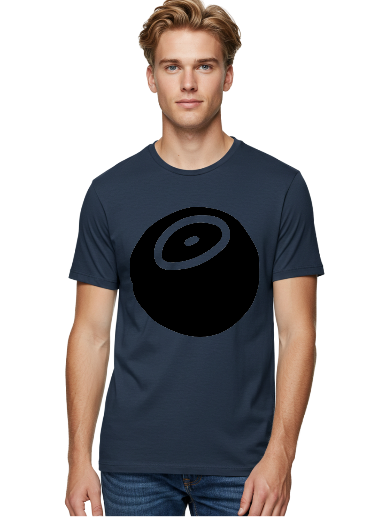 Black-Circle Men'S Graphic Tee, 100% Cotton, Comfortable Casual Summer Wear, Machine Washable, Stylized Black Circle, Neon Green Accents, Abstract Design, Simple Shapes, Modern Art, Contemporary Graphics, Minimalist Style -  Aaa582