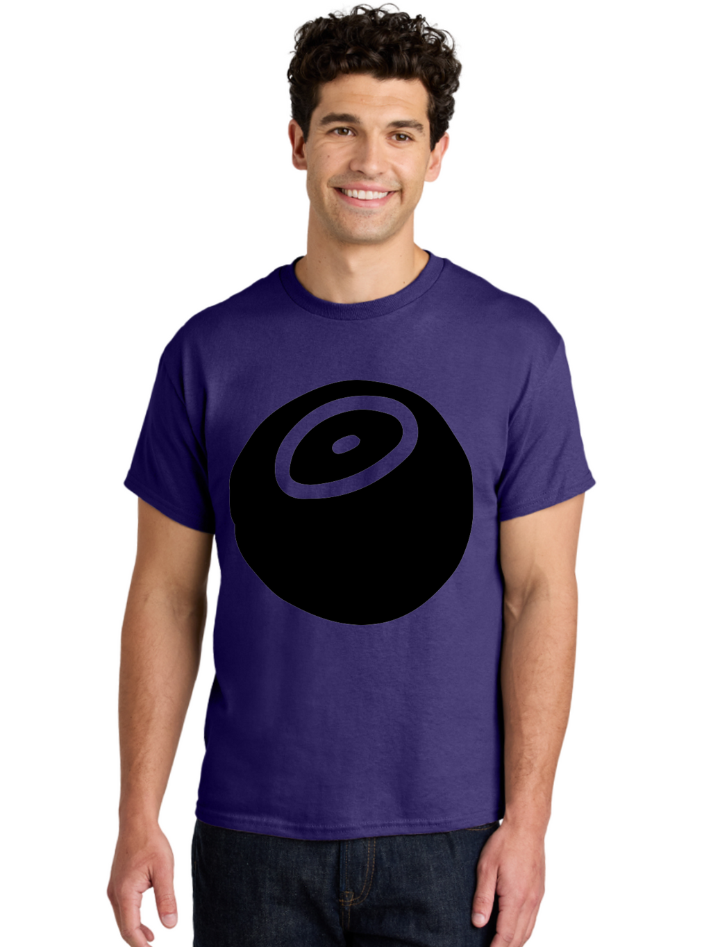 Black-Circle Men'S Graphic Tee, 100% Cotton, Comfortable Casual Summer Wear, Machine Washable, Stylized Black Circle, Neon Green Accents, Abstract Design, Simple Shapes, Modern Art, Contemporary Graphics, Minimalist Style -  Aaa582