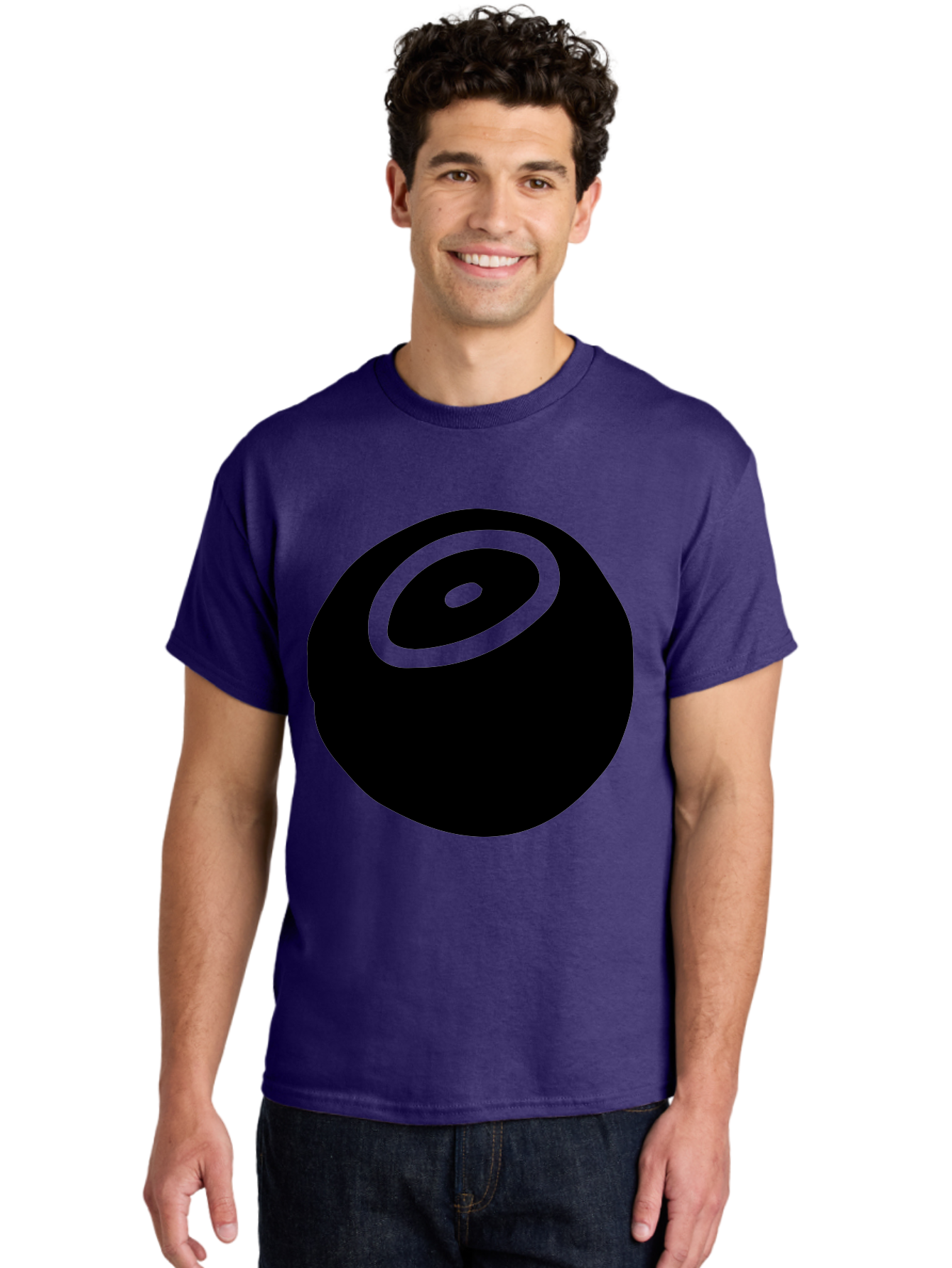 Black-Circle Men'S Graphic Tee, 100% Cotton, Comfortable Casual Summer Wear, Machine Washable, Stylized Black Circle, Neon Green Accents, Abstract Design, Simple Shapes, Modern Art, Contemporary Graphics, Minimalist Style -  Aaa582