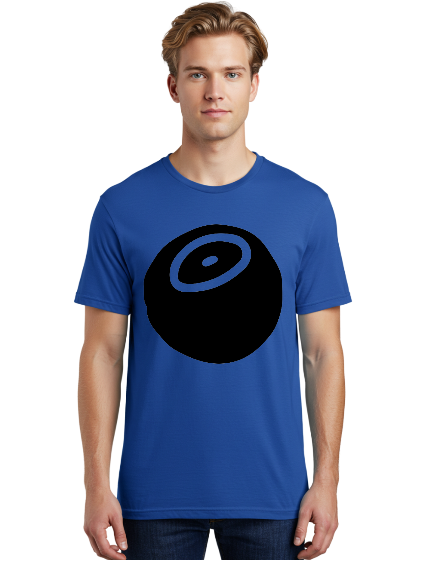 Black-Circle Men'S Graphic Tee, 100% Cotton, Comfortable Casual Summer Wear, Machine Washable, Stylized Black Circle, Neon Green Accents, Abstract Design, Simple Shapes, Modern Art, Contemporary Graphics, Minimalist Style -  Aaa582