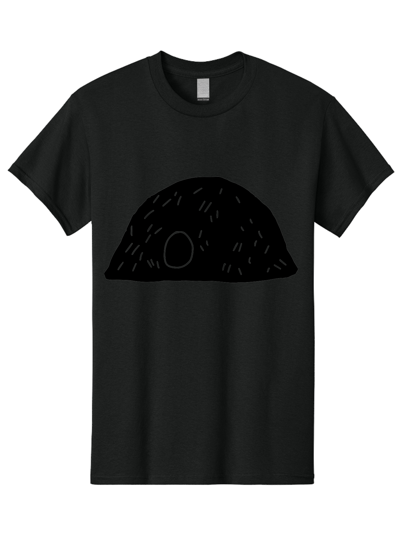 Black-Mushroom Men'S Graphic Tee, 100% Cotton, Comfortable Casual Summer Wear, Machine Washable, Black Dome Shape, Green Neon Lines, Abstract Art, Futuristic Design, Modern Graphic, Minimalist Style, Simple Shapes, Neon Accents -  Aaa584