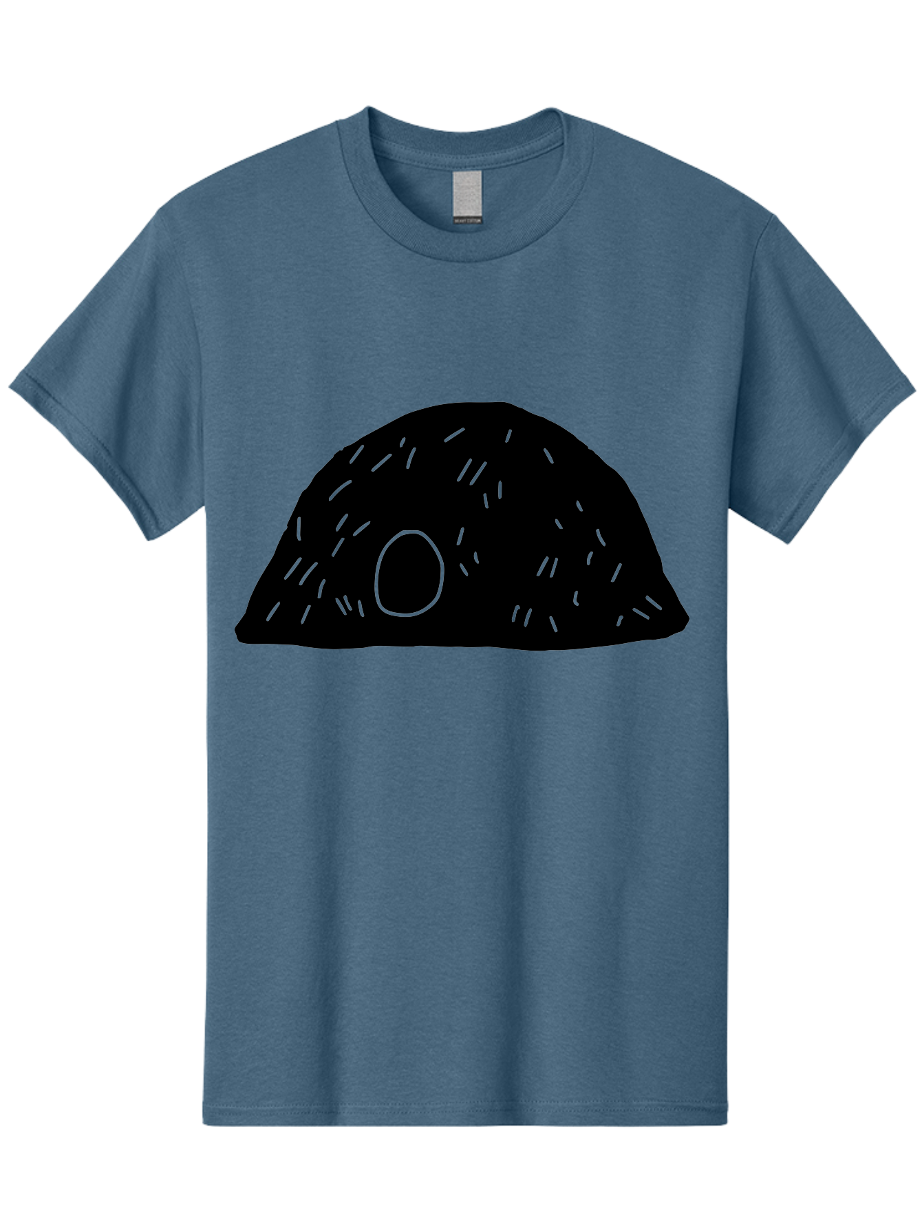 Black-Mushroom Men'S Graphic Tee, 100% Cotton, Comfortable Casual Summer Wear, Machine Washable, Black Dome Shape, Green Neon Lines, Abstract Art, Futuristic Design, Modern Graphic, Minimalist Style, Simple Shapes, Neon Accents -  Aaa584