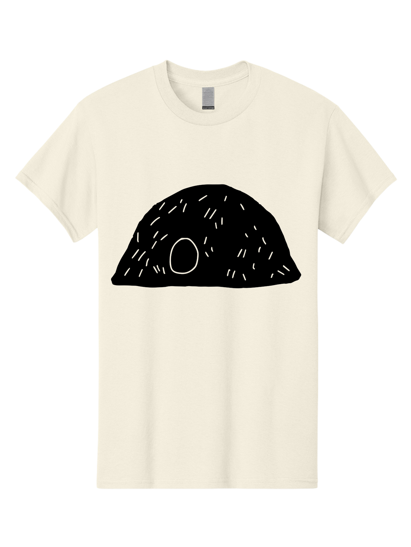 Black-Mushroom Men'S Graphic Tee, 100% Cotton, Comfortable Casual Summer Wear, Machine Washable, Black Dome Shape, Green Neon Lines, Abstract Art, Futuristic Design, Modern Graphic, Minimalist Style, Simple Shapes, Neon Accents -  Aaa584