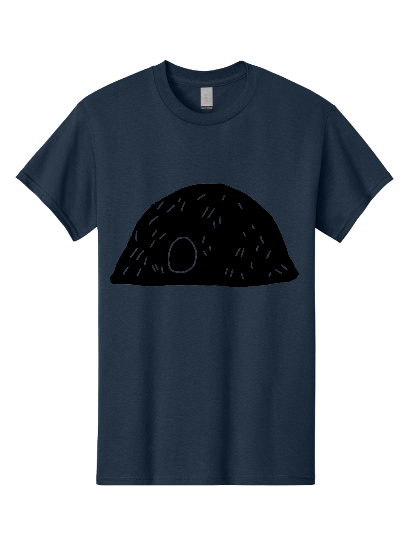 Black-Mushroom Men'S Graphic Tee, 100% Cotton, Comfortable Casual Summer Wear, Machine Washable, Black Dome Shape, Green Neon Lines, Abstract Art, Futuristic Design, Modern Graphic, Minimalist Style, Simple Shapes, Neon Accents -  Aaa584