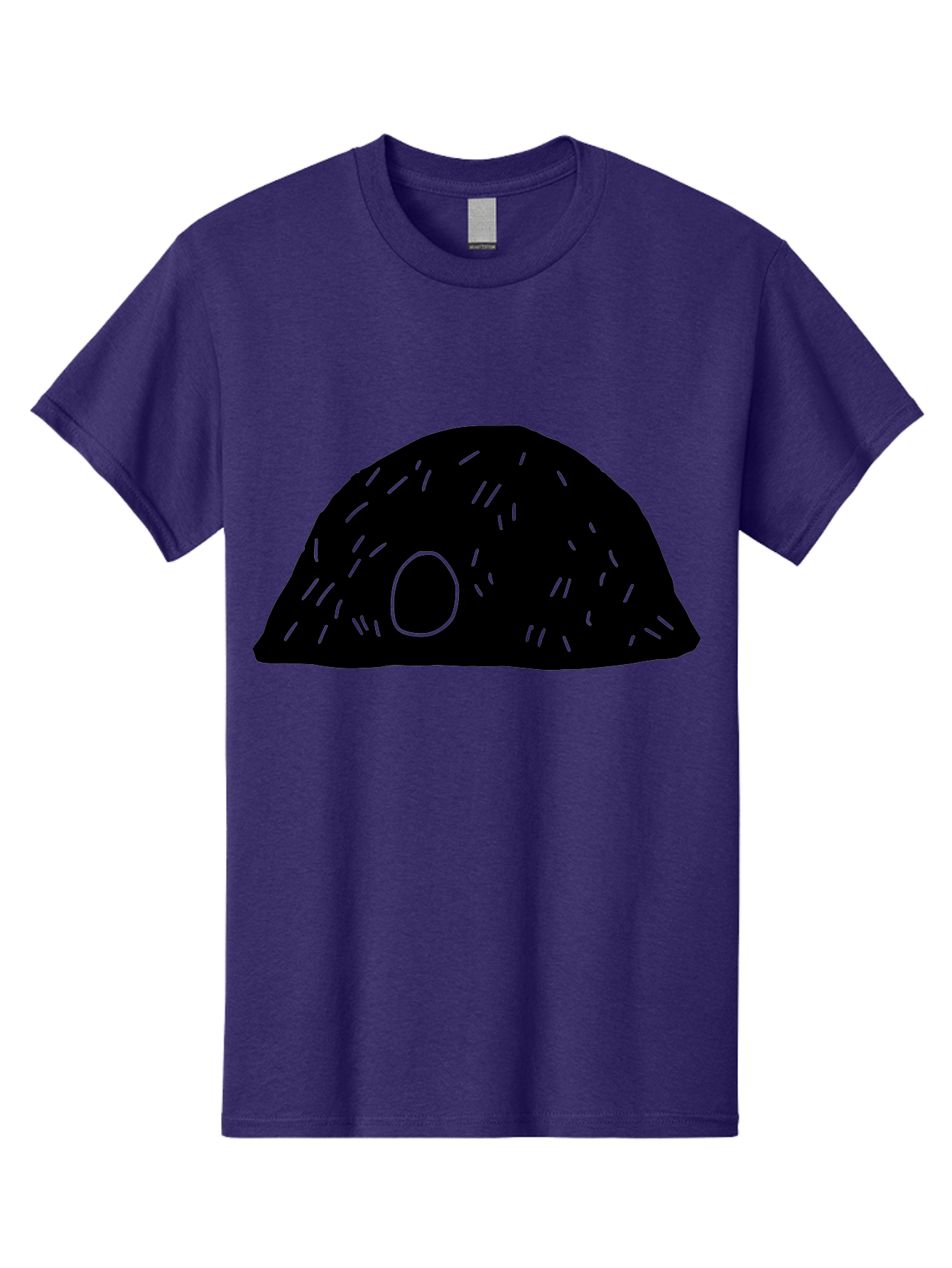 Black-Mushroom Men'S Graphic Tee, 100% Cotton, Comfortable Casual Summer Wear, Machine Washable, Black Dome Shape, Green Neon Lines, Abstract Art, Futuristic Design, Modern Graphic, Minimalist Style, Simple Shapes, Neon Accents -  Aaa584