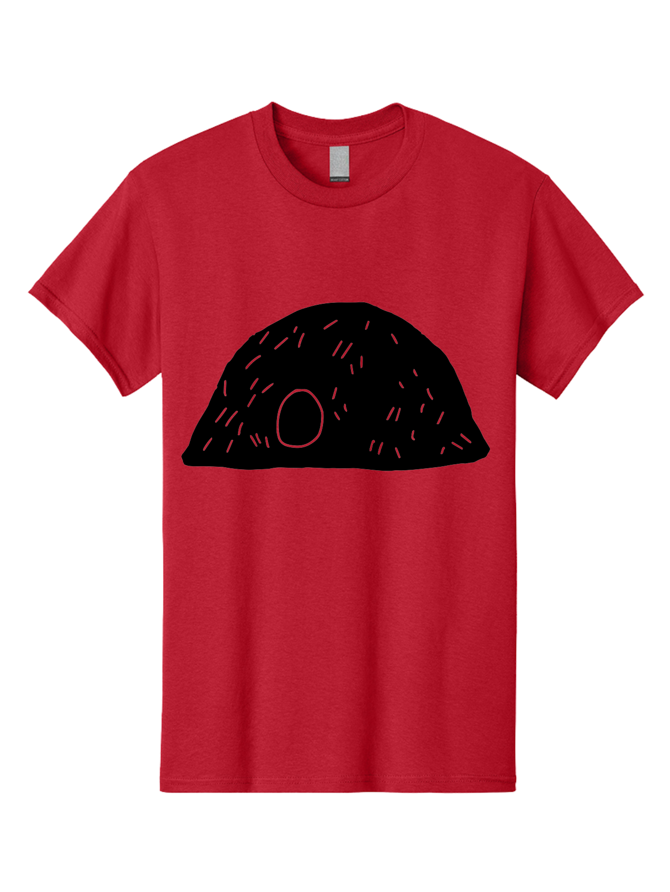 Black-Mushroom Men'S Graphic Tee, 100% Cotton, Comfortable Casual Summer Wear, Machine Washable, Black Dome Shape, Green Neon Lines, Abstract Art, Futuristic Design, Modern Graphic, Minimalist Style, Simple Shapes, Neon Accents -  Aaa584
