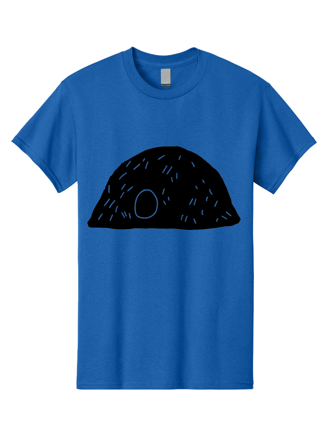 Black-Mushroom Men'S Graphic Tee, 100% Cotton, Comfortable Casual Summer Wear, Machine Washable, Black Dome Shape, Green Neon Lines, Abstract Art, Futuristic Design, Modern Graphic, Minimalist Style, Simple Shapes, Neon Accents -  Aaa584