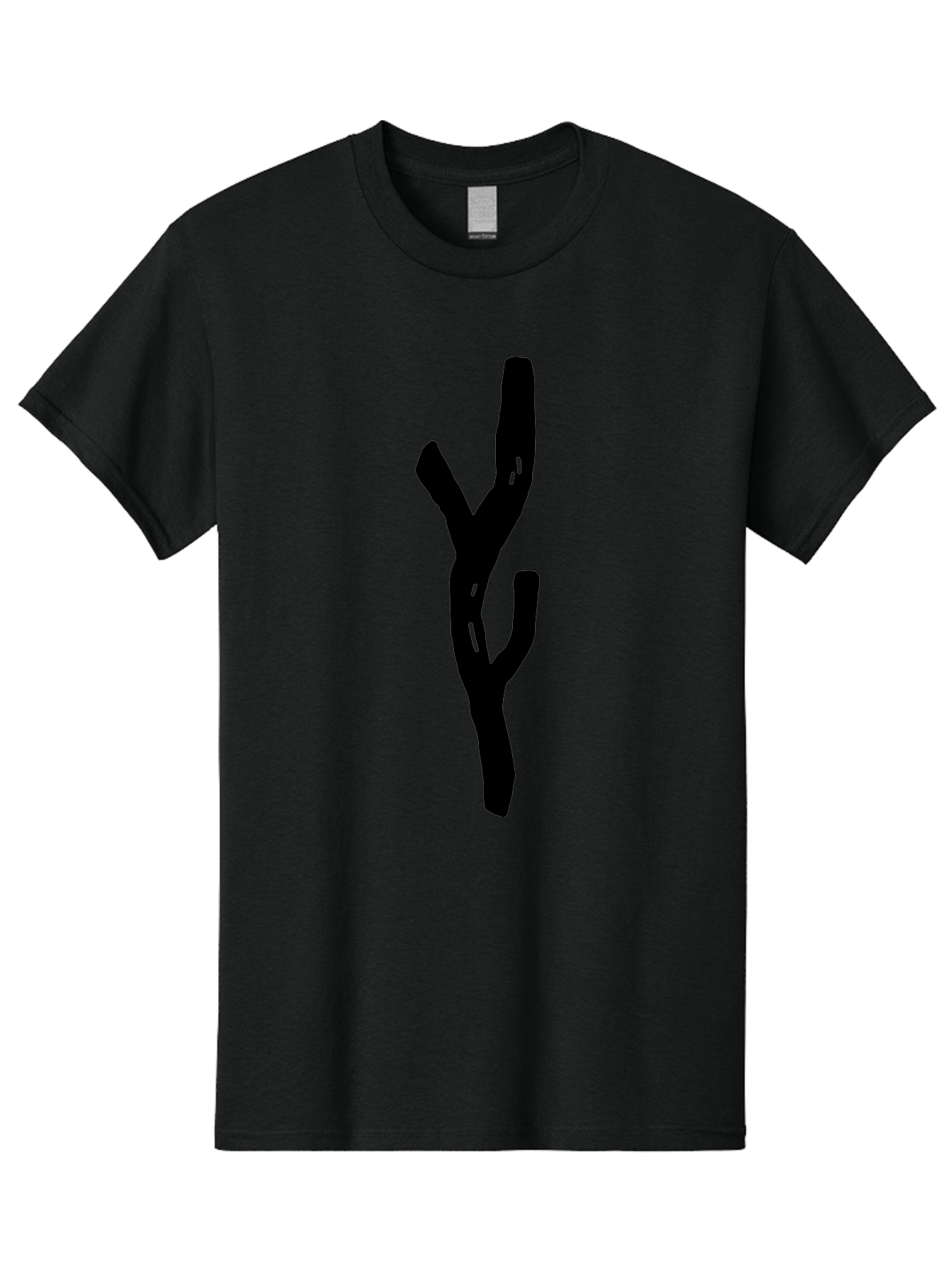 Black-Tree-Branches Men'S Graphic Tee, 100% Cotton, Comfortable Casual Summer Wear, Machine Washable, Pitchfork, Farm Equipment, Agricultural Tools, Rustic Icon, Black Silhouette, Folk Art, Country Style, Simple Design -  Aaa585