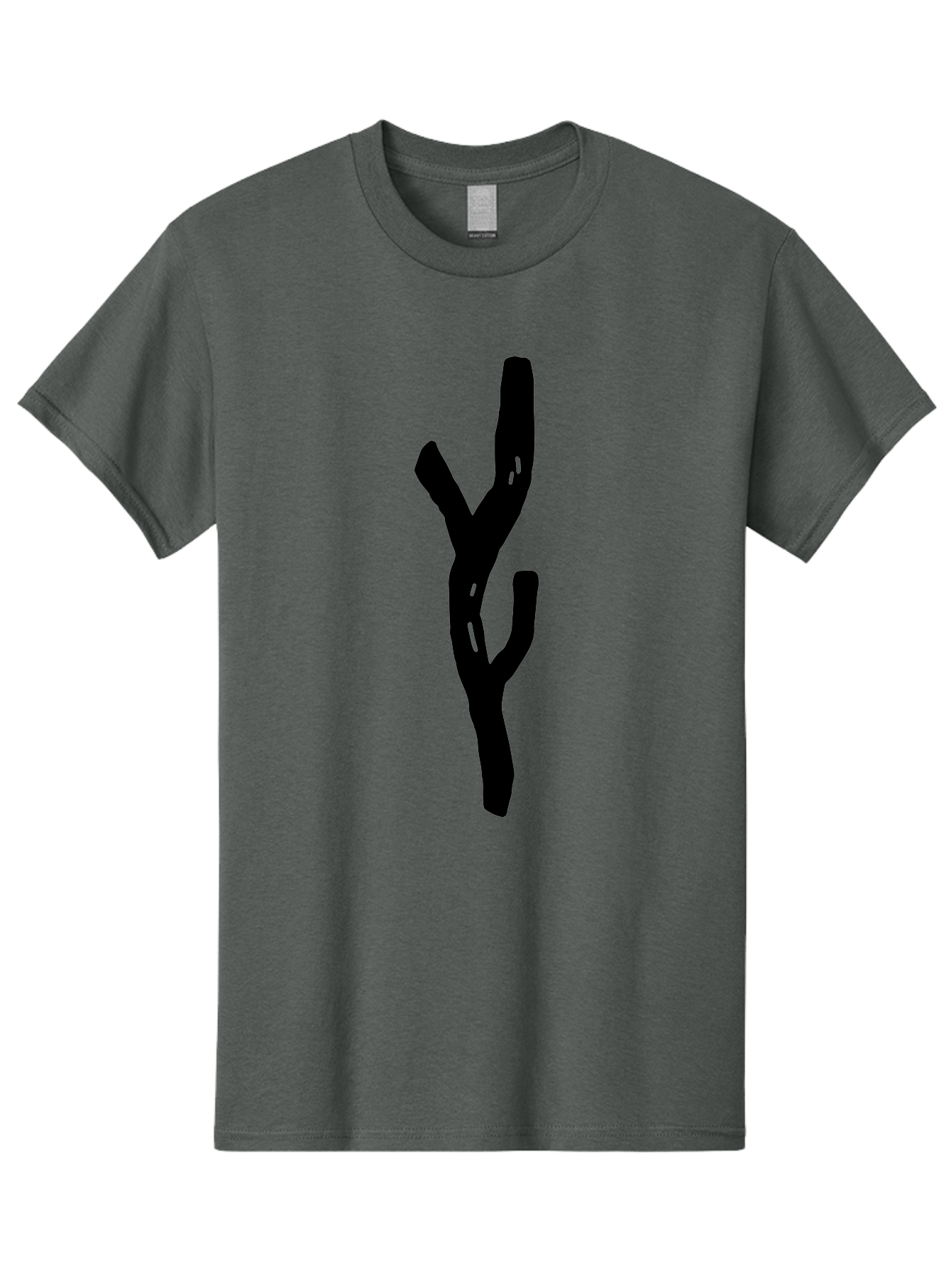 Black-Tree-Branches Men'S Graphic Tee, 100% Cotton, Comfortable Casual Summer Wear, Machine Washable, Pitchfork, Farm Equipment, Agricultural Tools, Rustic Icon, Black Silhouette, Folk Art, Country Style, Simple Design -  Aaa585