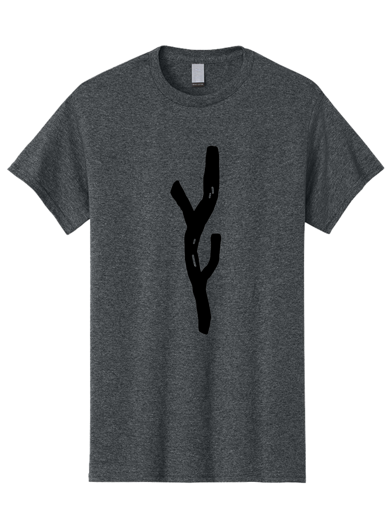 Black-Tree-Branches Men'S Graphic Tee, 100% Cotton, Comfortable Casual Summer Wear, Machine Washable, Pitchfork, Farm Equipment, Agricultural Tools, Rustic Icon, Black Silhouette, Folk Art, Country Style, Simple Design -  Aaa585