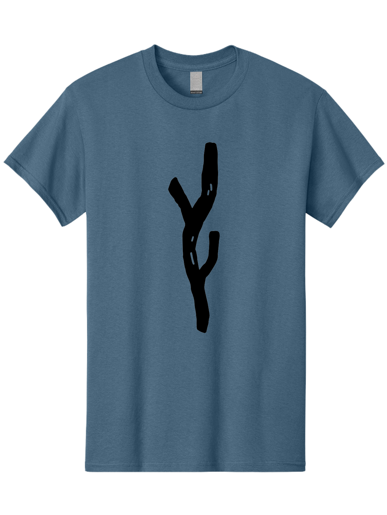 Black-Tree-Branches Men'S Graphic Tee, 100% Cotton, Comfortable Casual Summer Wear, Machine Washable, Pitchfork, Farm Equipment, Agricultural Tools, Rustic Icon, Black Silhouette, Folk Art, Country Style, Simple Design -  Aaa585