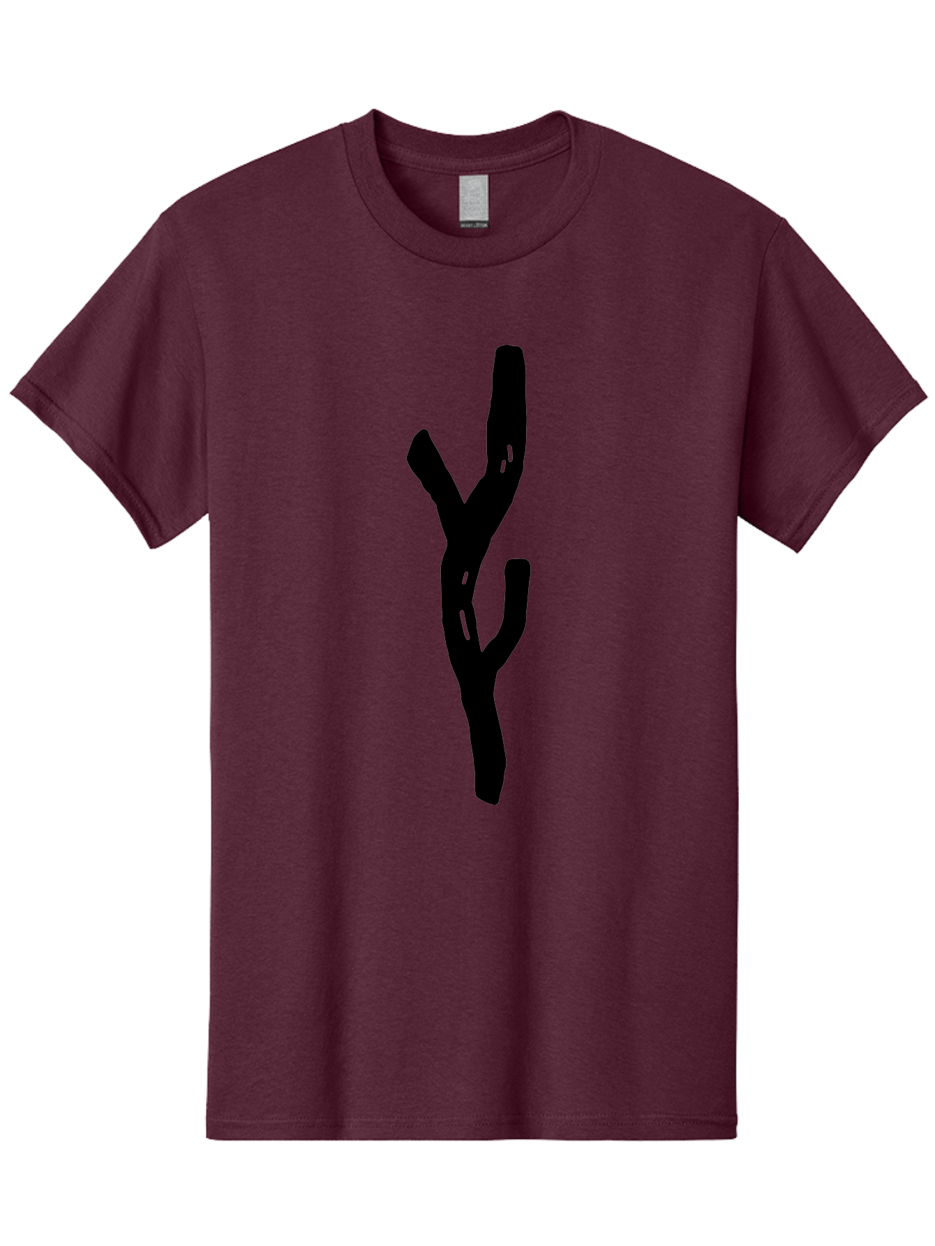 Black-Tree-Branches Men'S Graphic Tee, 100% Cotton, Comfortable Casual Summer Wear, Machine Washable, Pitchfork, Farm Equipment, Agricultural Tools, Rustic Icon, Black Silhouette, Folk Art, Country Style, Simple Design -  Aaa585