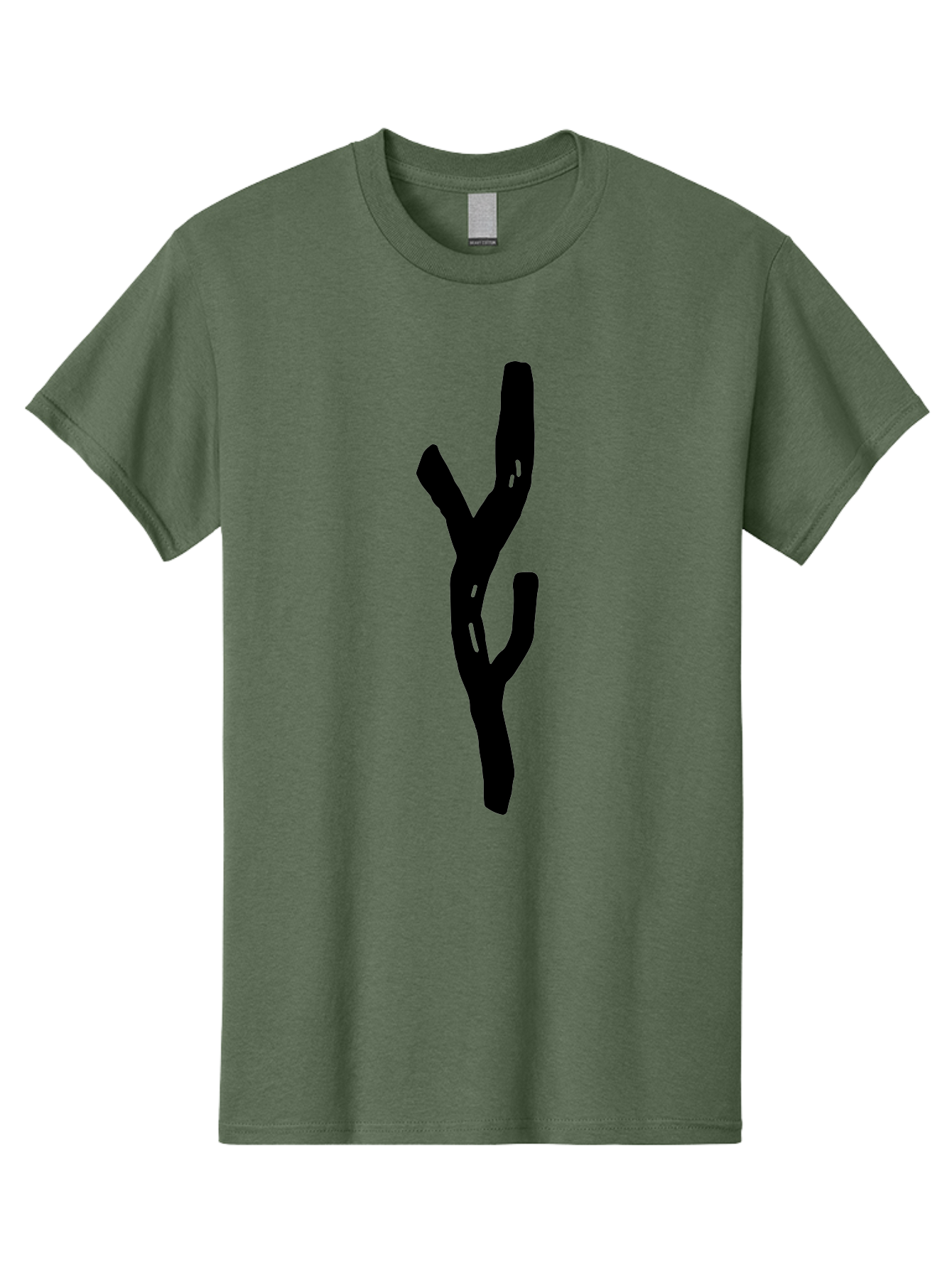 Black-Tree-Branches Men'S Graphic Tee, 100% Cotton, Comfortable Casual Summer Wear, Machine Washable, Pitchfork, Farm Equipment, Agricultural Tools, Rustic Icon, Black Silhouette, Folk Art, Country Style, Simple Design -  Aaa585
