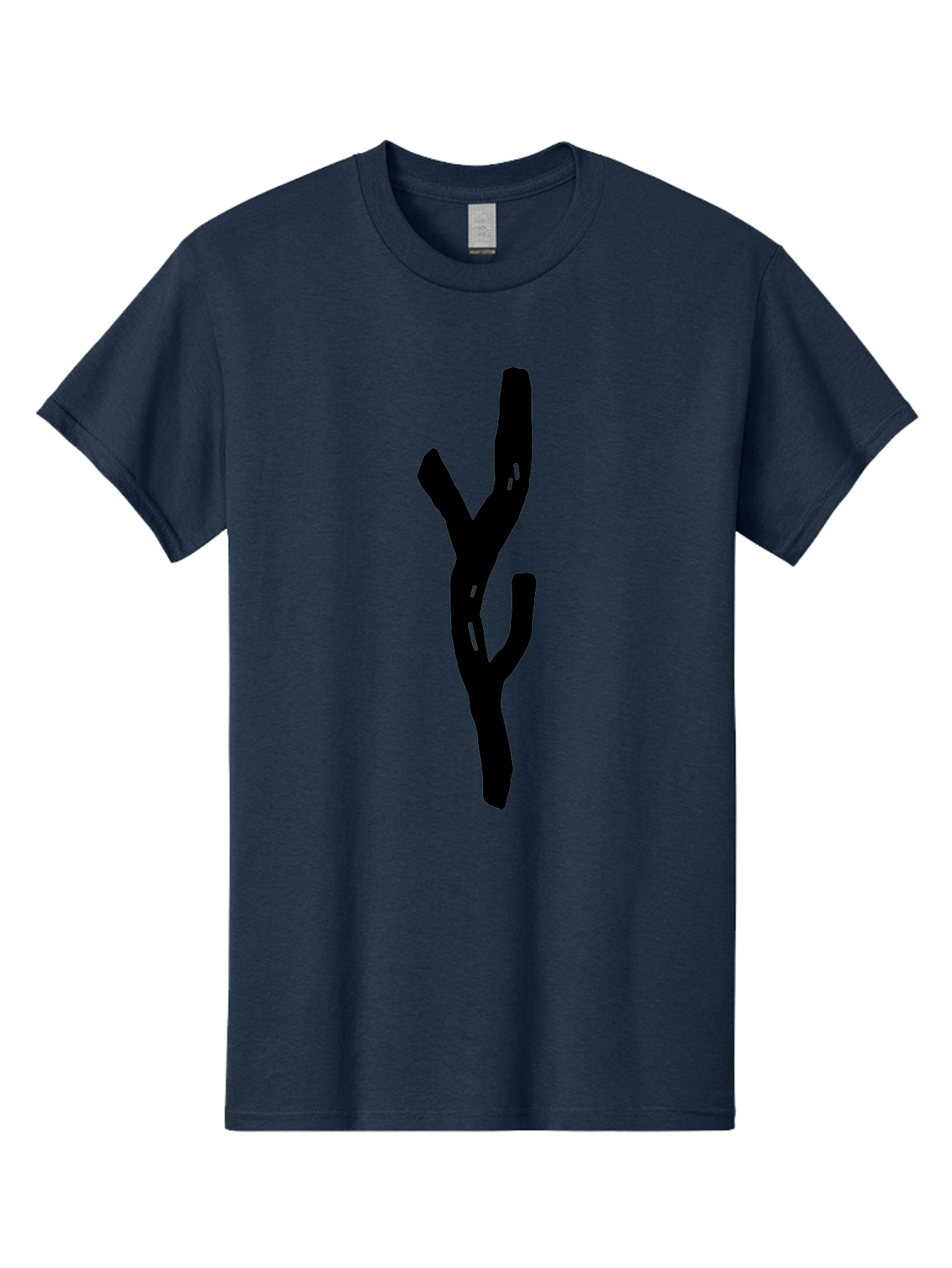 Black-Tree-Branches Men'S Graphic Tee, 100% Cotton, Comfortable Casual Summer Wear, Machine Washable, Pitchfork, Farm Equipment, Agricultural Tools, Rustic Icon, Black Silhouette, Folk Art, Country Style, Simple Design -  Aaa585