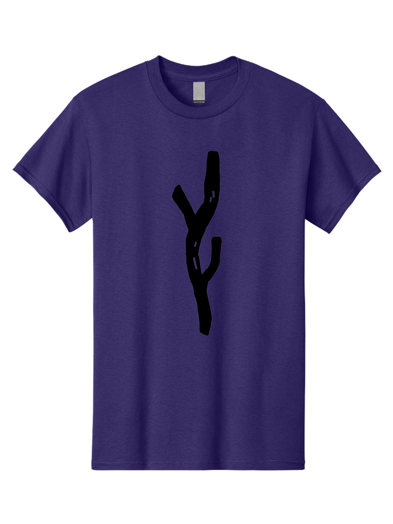 Black-Tree-Branches Men'S Graphic Tee, 100% Cotton, Comfortable Casual Summer Wear, Machine Washable, Pitchfork, Farm Equipment, Agricultural Tools, Rustic Icon, Black Silhouette, Folk Art, Country Style, Simple Design -  Aaa585
