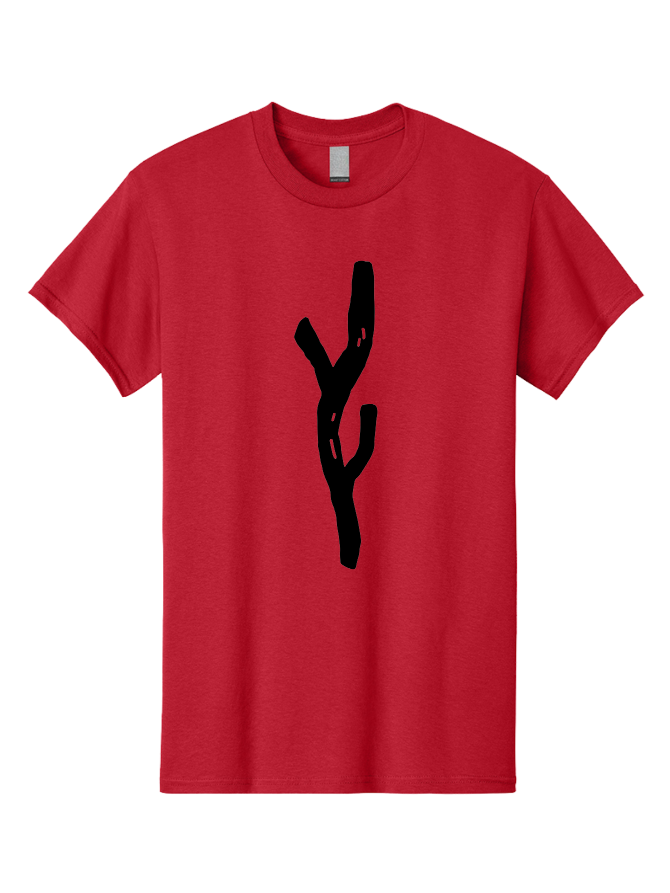Black-Tree-Branches Men'S Graphic Tee, 100% Cotton, Comfortable Casual Summer Wear, Machine Washable, Pitchfork, Farm Equipment, Agricultural Tools, Rustic Icon, Black Silhouette, Folk Art, Country Style, Simple Design -  Aaa585