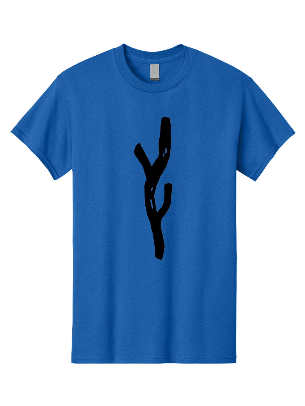 Black-Tree-Branches Men'S Graphic Tee, 100% Cotton, Comfortable Casual Summer Wear, Machine Washable, Pitchfork, Farm Equipment, Agricultural Tools, Rustic Icon, Black Silhouette, Folk Art, Country Style, Simple Design -  Aaa585
