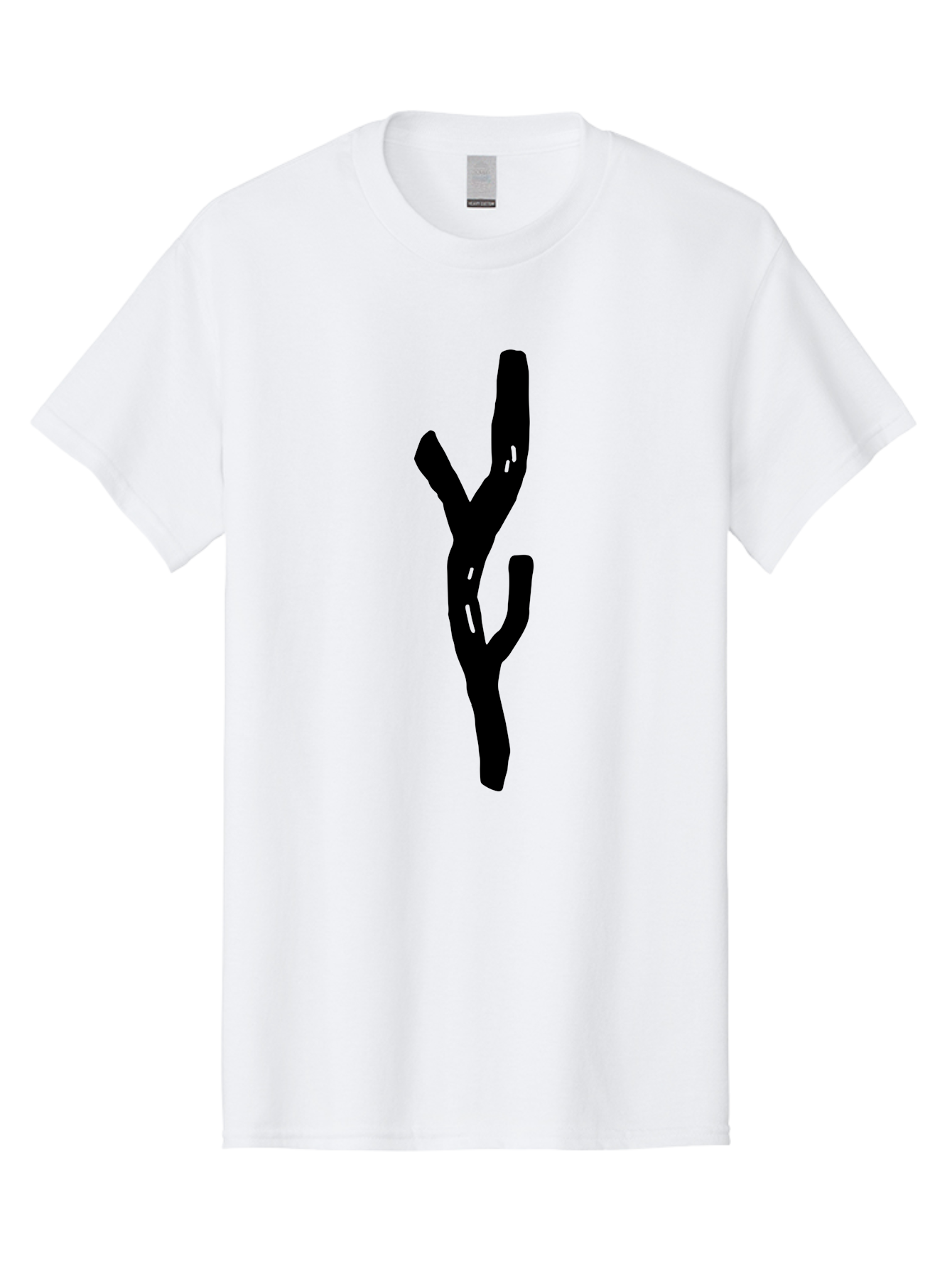 Black-Tree-Branches Men'S Graphic Tee, 100% Cotton, Comfortable Casual Summer Wear, Machine Washable, Pitchfork, Farm Equipment, Agricultural Tools, Rustic Icon, Black Silhouette, Folk Art, Country Style, Simple Design -  Aaa585
