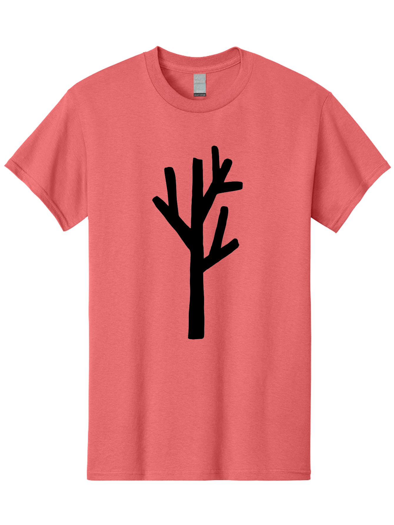 Black-Tree Men'S Graphic Tee, 100% Cotton, Comfortable Casual Summer Wear, Machine Washable, Tree Silhouette, Simple Illustration, Minimalist Design, Black Tree, Bare Branches, Abstract Art, Modern Graphic -  Aaa586