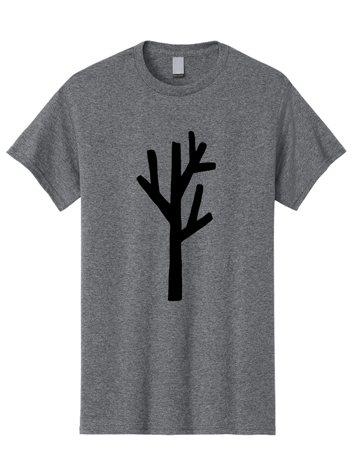 Black-Tree Men'S Graphic Tee, 100% Cotton, Comfortable Casual Summer Wear, Machine Washable, Tree Silhouette, Simple Illustration, Minimalist Design, Black Tree, Bare Branches, Abstract Art, Modern Graphic -  Aaa586