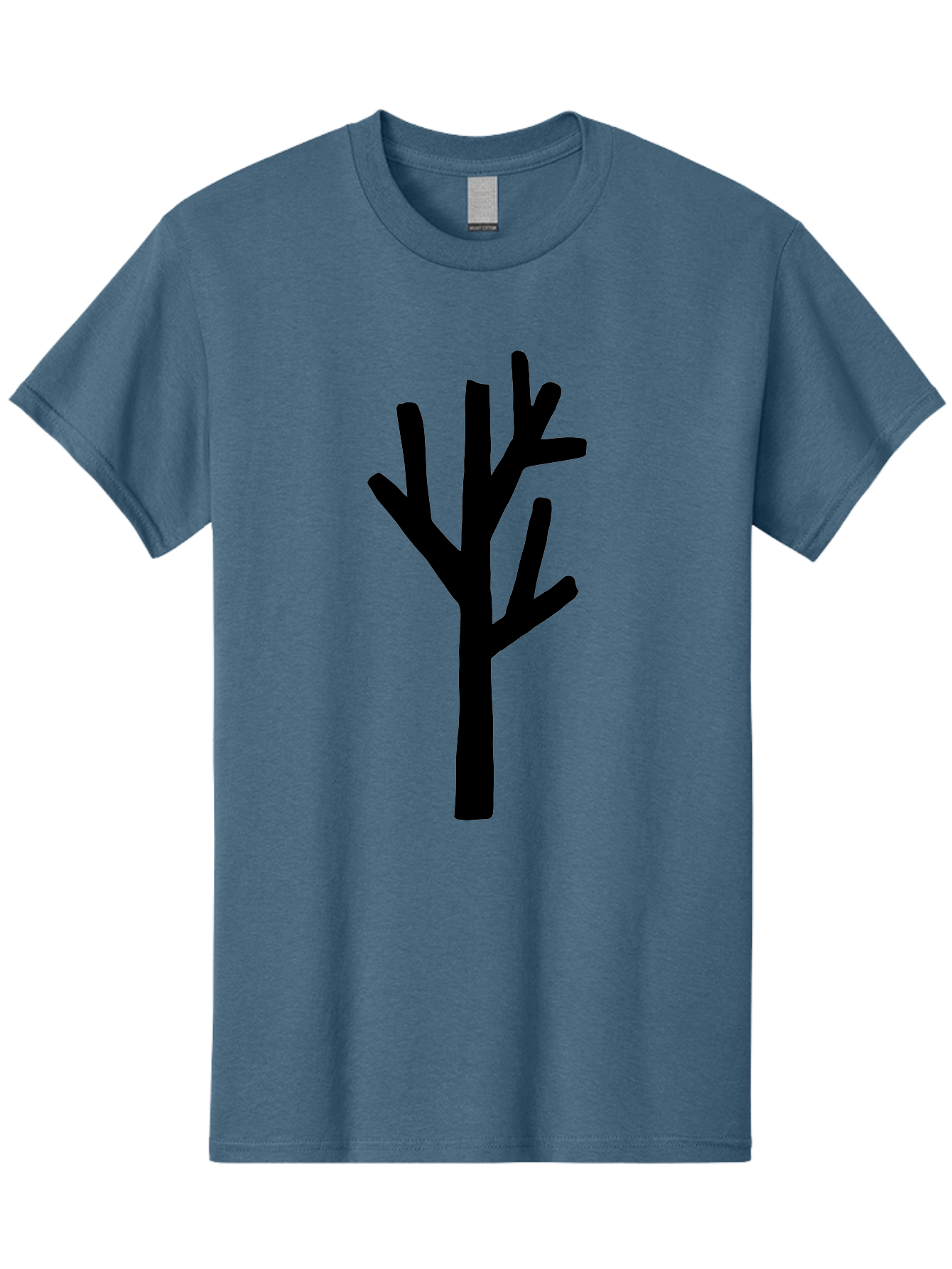 Black-Tree Men'S Graphic Tee, 100% Cotton, Comfortable Casual Summer Wear, Machine Washable, Tree Silhouette, Simple Illustration, Minimalist Design, Black Tree, Bare Branches, Abstract Art, Modern Graphic -  Aaa586