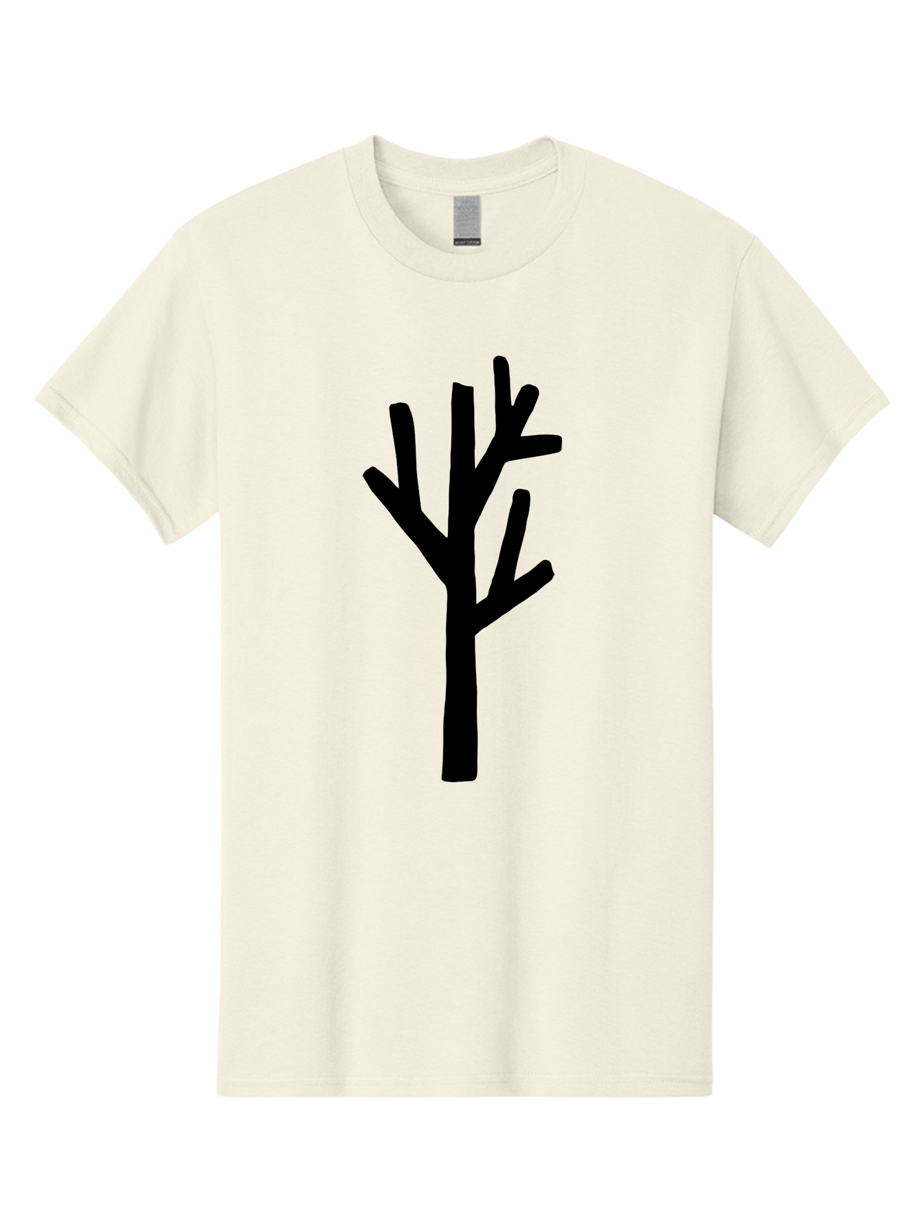 Black-Tree Men'S Graphic Tee, 100% Cotton, Comfortable Casual Summer Wear, Machine Washable, Tree Silhouette, Simple Illustration, Minimalist Design, Black Tree, Bare Branches, Abstract Art, Modern Graphic -  Aaa586