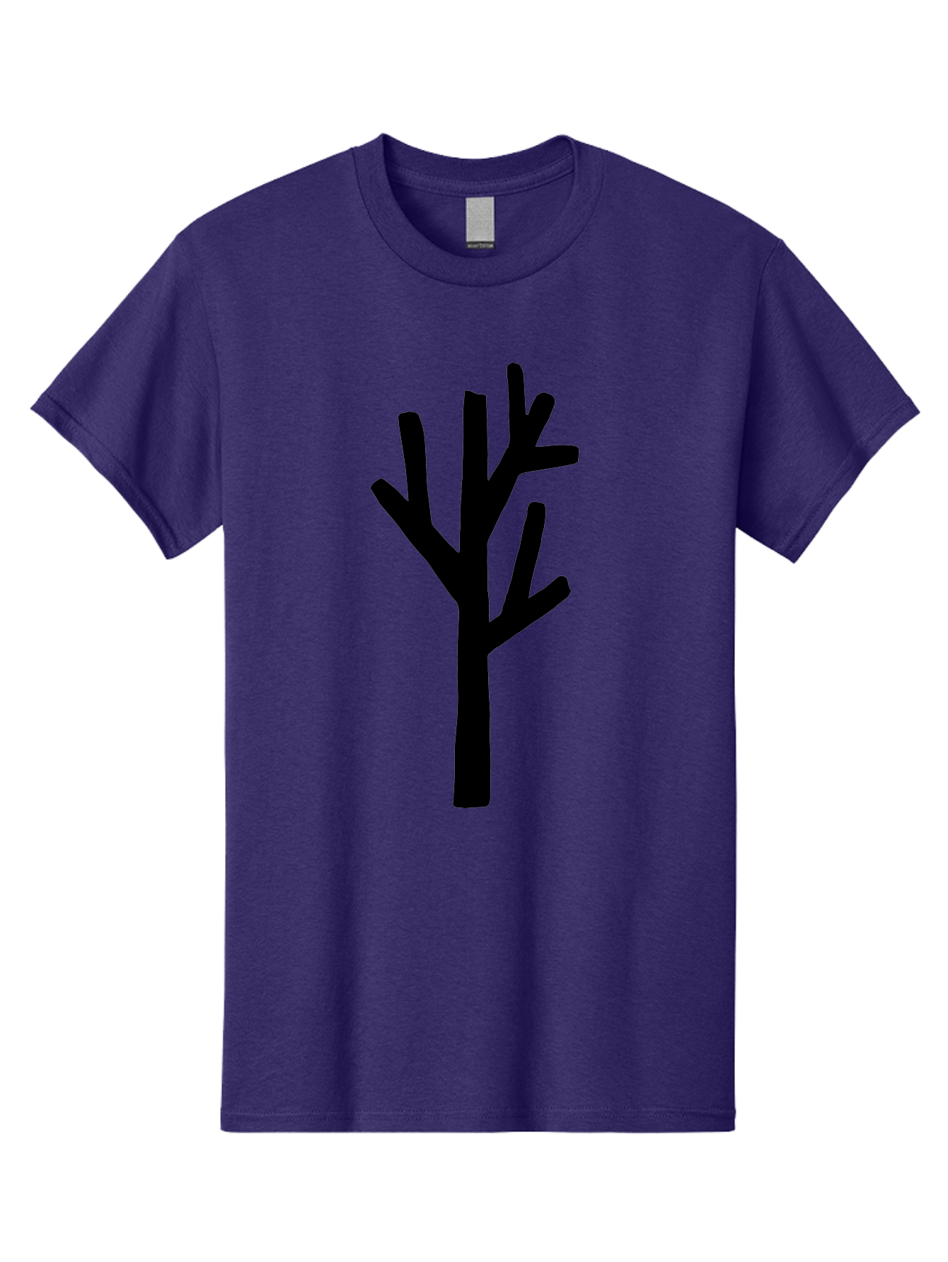 Black-Tree Men'S Graphic Tee, 100% Cotton, Comfortable Casual Summer Wear, Machine Washable, Tree Silhouette, Simple Illustration, Minimalist Design, Black Tree, Bare Branches, Abstract Art, Modern Graphic -  Aaa586