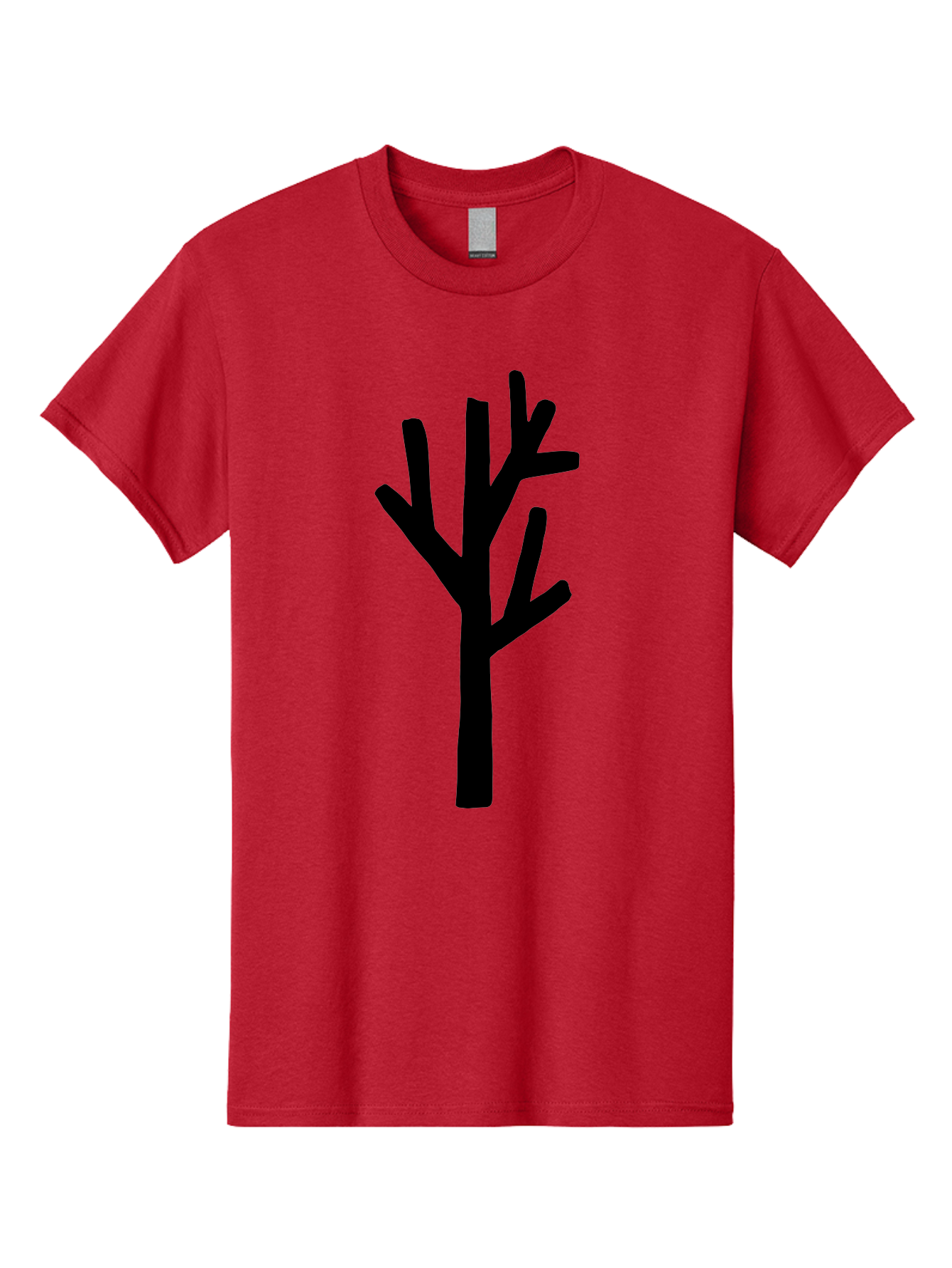 Black-Tree Men'S Graphic Tee, 100% Cotton, Comfortable Casual Summer Wear, Machine Washable, Tree Silhouette, Simple Illustration, Minimalist Design, Black Tree, Bare Branches, Abstract Art, Modern Graphic -  Aaa586