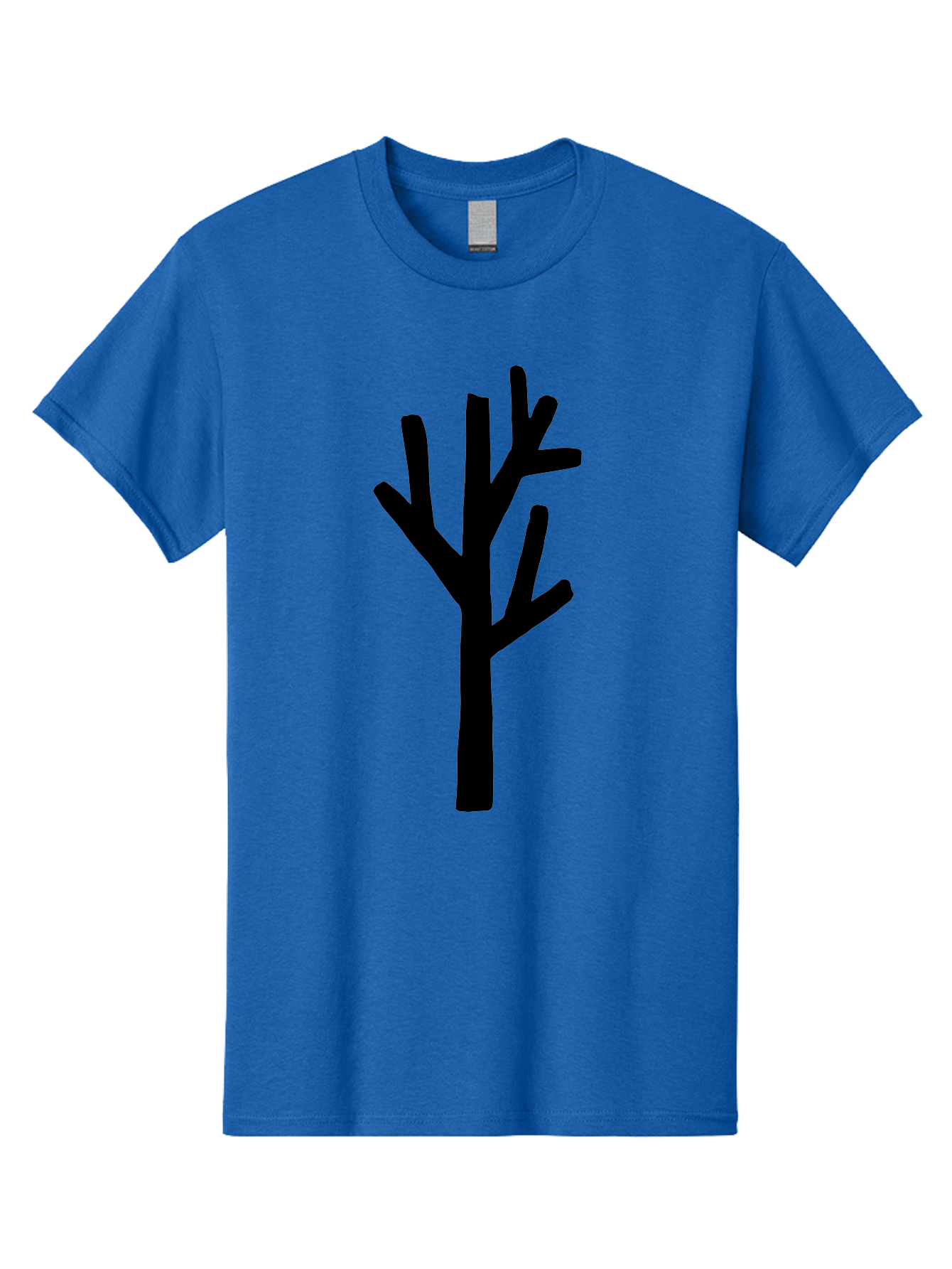 Black-Tree Men'S Graphic Tee, 100% Cotton, Comfortable Casual Summer Wear, Machine Washable, Tree Silhouette, Simple Illustration, Minimalist Design, Black Tree, Bare Branches, Abstract Art, Modern Graphic -  Aaa586