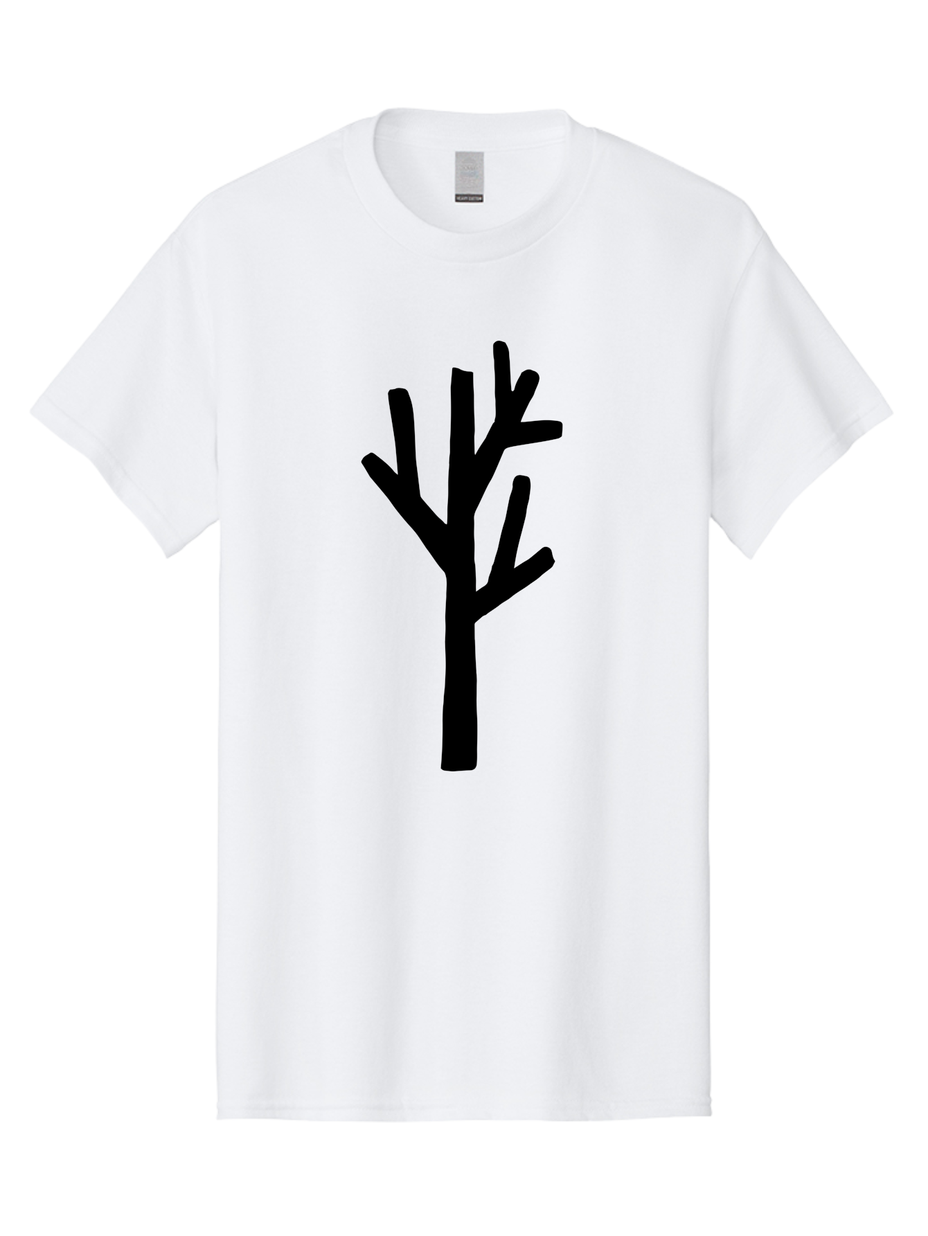 Black-Tree Men'S Graphic Tee, 100% Cotton, Comfortable Casual Summer Wear, Machine Washable, Tree Silhouette, Simple Illustration, Minimalist Design, Black Tree, Bare Branches, Abstract Art, Modern Graphic -  Aaa586