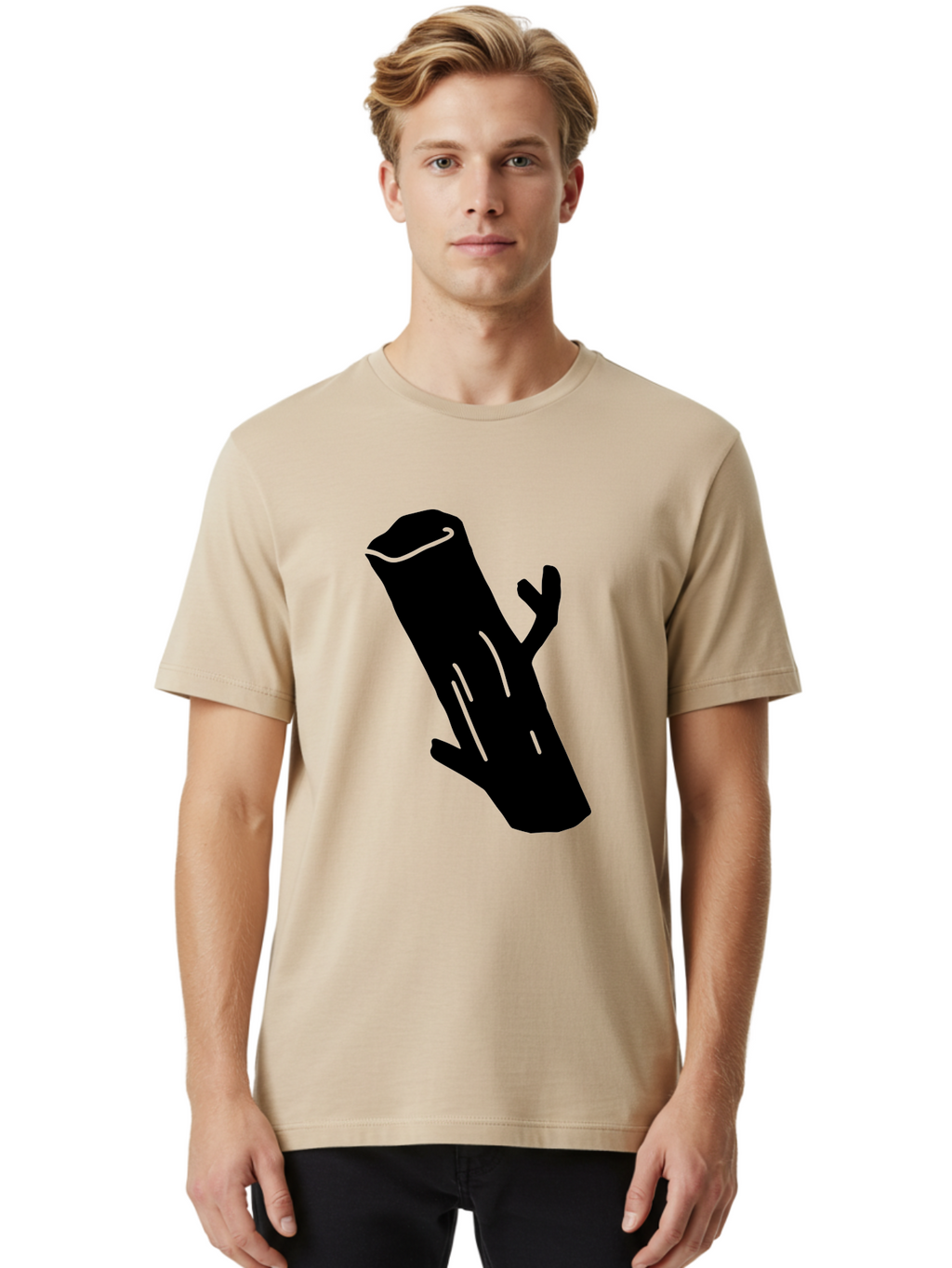 Cigar Men'S Graphic Tee, 100% Cotton, Comfortable Casual Summer Wear, Machine Washable, Tree Stump, Forest Floor, Natural Texture, Wooden Log, Branch Silhouette, Earthy Tones, Forest Scenery, Outdoor Environment -  Aaa587