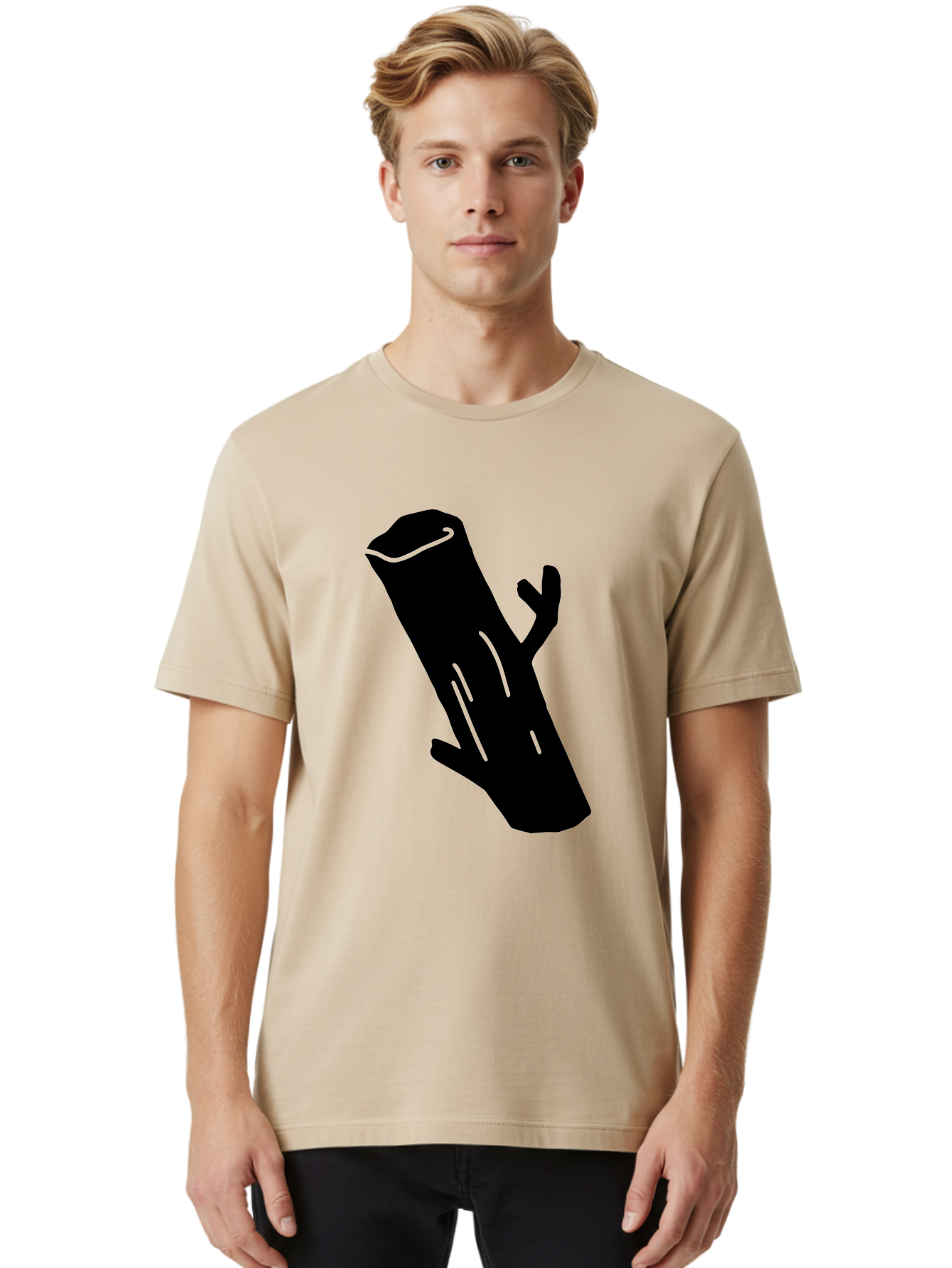 Cigar Men'S Graphic Tee, 100% Cotton, Comfortable Casual Summer Wear, Machine Washable, Tree Stump, Forest Floor, Natural Texture, Wooden Log, Branch Silhouette, Earthy Tones, Forest Scenery, Outdoor Environment -  Aaa587