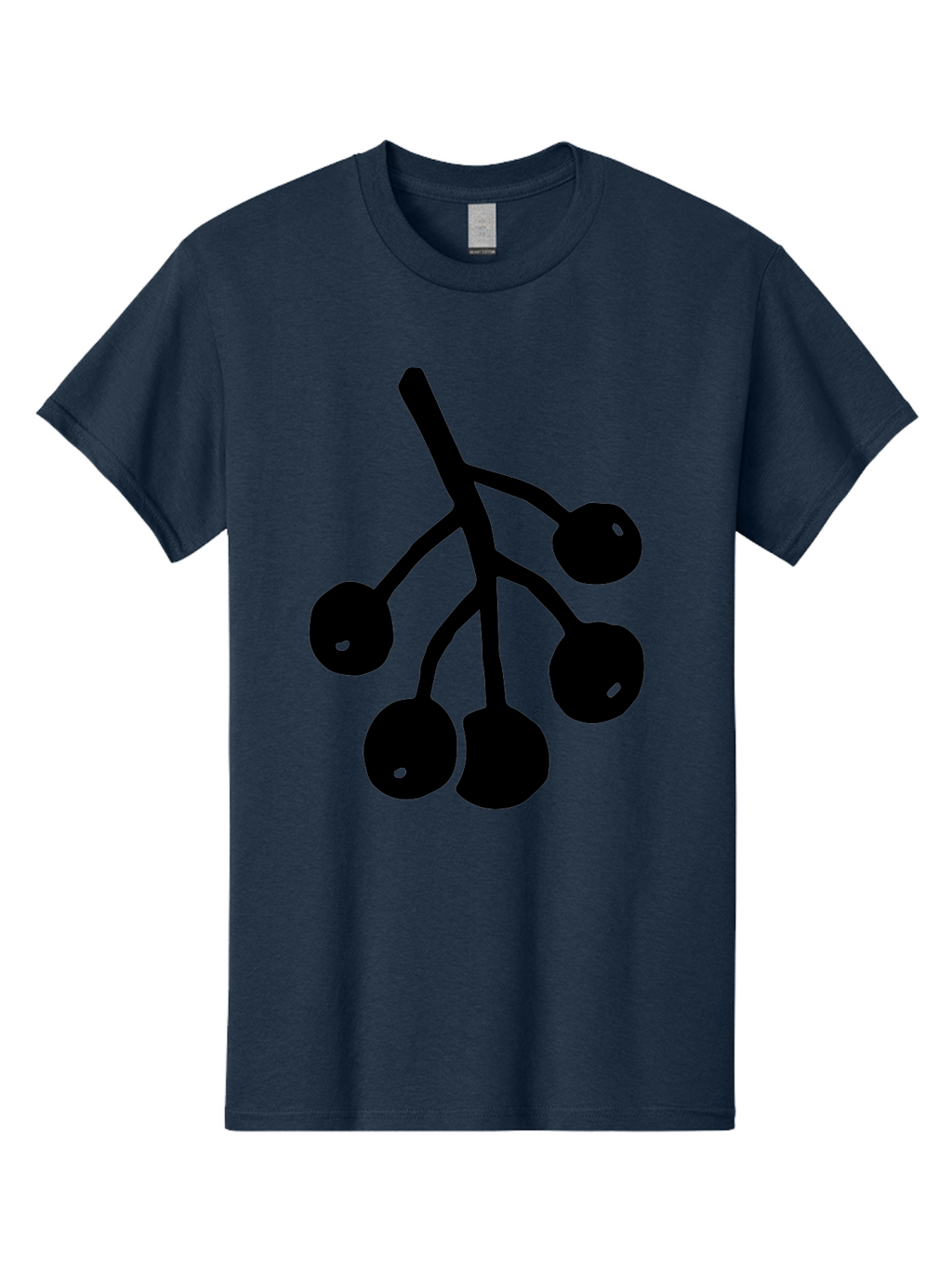 Five-Cherries Men'S Graphic Tee, 100% Cotton, Comfortable Casual Summer Wear, Machine Washable, Black Cherries Silhouette, Minimalist Design, Fruit Icon, Cherry Stem, Simple Graphics, Vector Illustration, Bold Silhouette, -  Aaa589