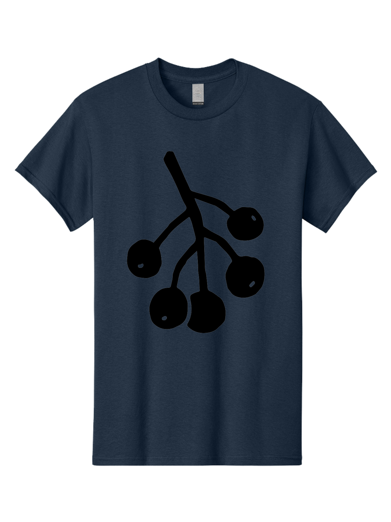 Five-Cherries Men'S Graphic Tee, 100% Cotton, Comfortable Casual Summer Wear, Machine Washable, Black Cherries Silhouette, Minimalist Design, Fruit Icon, Cherry Stem, Simple Graphics, Vector Illustration, Bold Silhouette, -  Aaa589