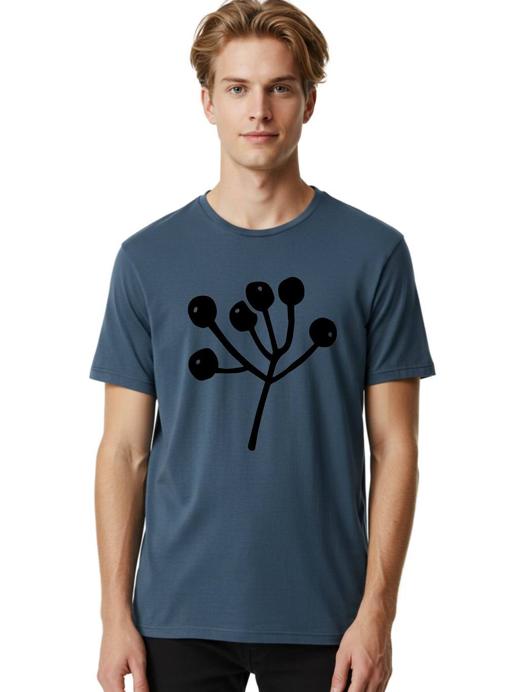 Flower Men'S Graphic Tee, 100% Cotton, Comfortable Casual Summer Wear, Machine Washable, Stylized Flower, Minimalist Design, Black Silhouette, Simple Shapes, Floral Motif, Modern Graphics, Abstract Art -  Aaa590