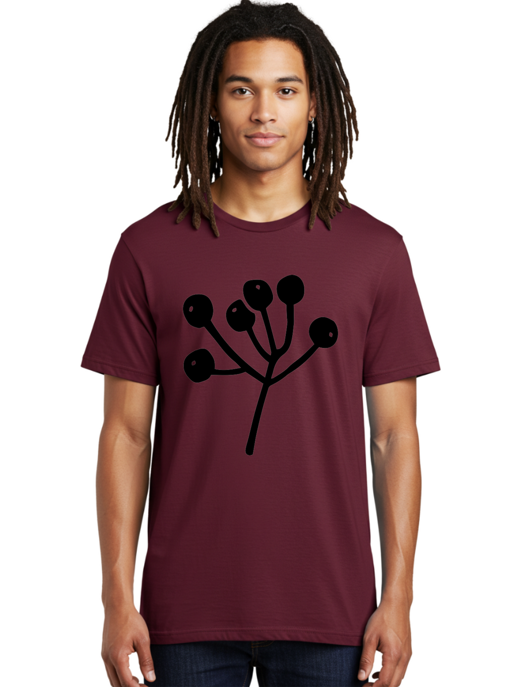 Flower Men'S Graphic Tee, 100% Cotton, Comfortable Casual Summer Wear, Machine Washable, Stylized Flower, Minimalist Design, Black Silhouette, Simple Shapes, Floral Motif, Modern Graphics, Abstract Art -  Aaa590