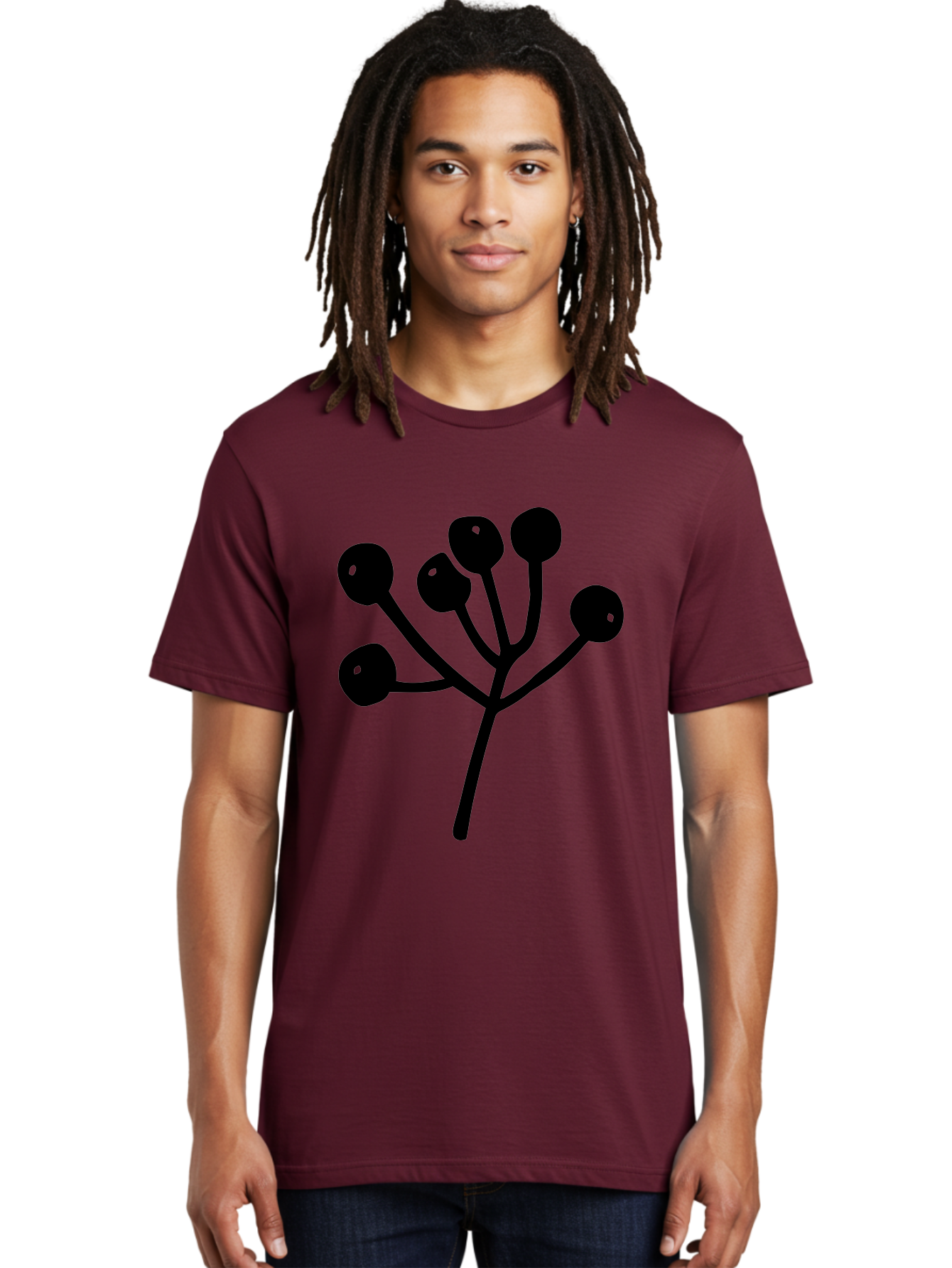 Flower Men'S Graphic Tee, 100% Cotton, Comfortable Casual Summer Wear, Machine Washable, Stylized Flower, Minimalist Design, Black Silhouette, Simple Shapes, Floral Motif, Modern Graphics, Abstract Art -  Aaa590