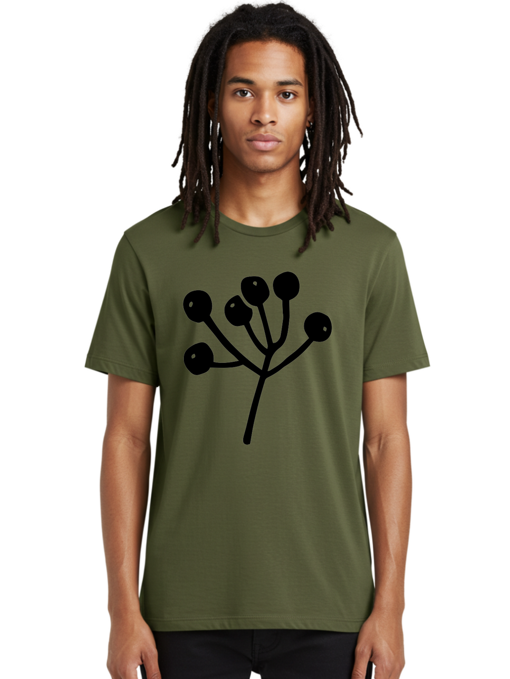 Flower Men'S Graphic Tee, 100% Cotton, Comfortable Casual Summer Wear, Machine Washable, Stylized Flower, Minimalist Design, Black Silhouette, Simple Shapes, Floral Motif, Modern Graphics, Abstract Art -  Aaa590