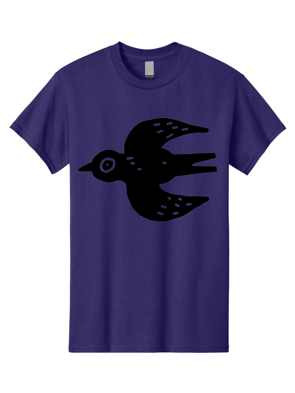Flying-Bird Men'S Graphic Tee, 100% Cotton, Comfortable Casual Summer Wear, Machine Washable, Black Bird Silhouette, Bird In Flight, Simple Design, Graphic Illustration, Minimalist Art, Wildlife Symbol, Flying Bird, Abstract Shape, -  Aaa591