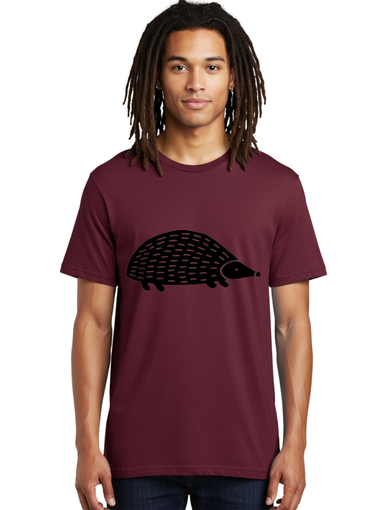 Hedgehog-1 Men'S Graphic Tee, 100% Cotton, Comfortable Casual Summer Wear, Machine Washable, Hedgehog Illustration, Minimalist Design, Simple Graphics, Cute Animal, Quills Texture, Cartoon Style, Wildlife Art, Prickly Creature, -  Aaa596
