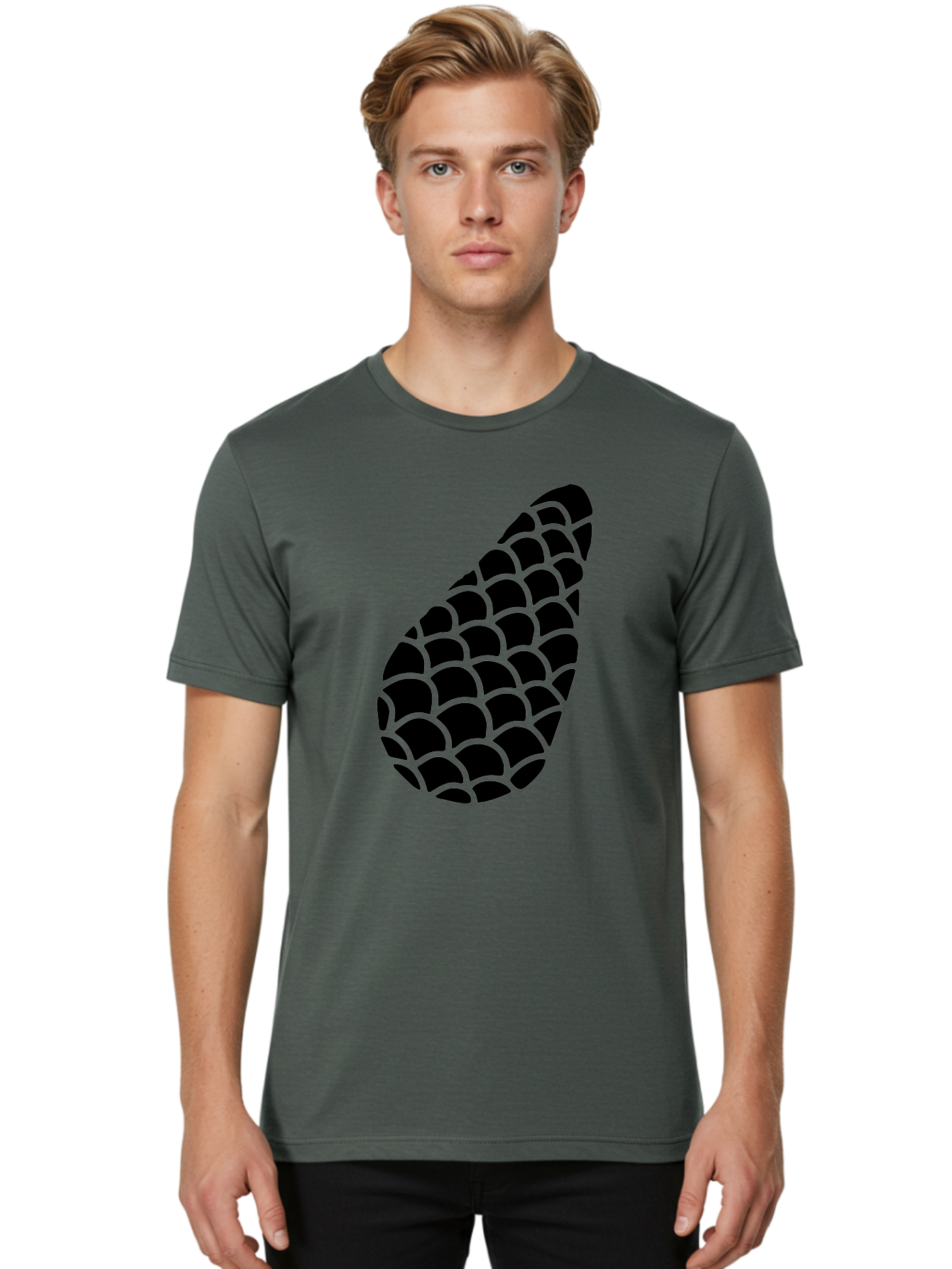 Hops-Cone Men'S Graphic Tee, 100% Cotton, Comfortable Casual Summer Wear, Machine Washable, Hops Silhouette, Beer Ingredient, Brewing Process, Black And Green Design, Abstract Pattern, Craft Beer, Unique Texture, Simple Graphic -  Aaa598